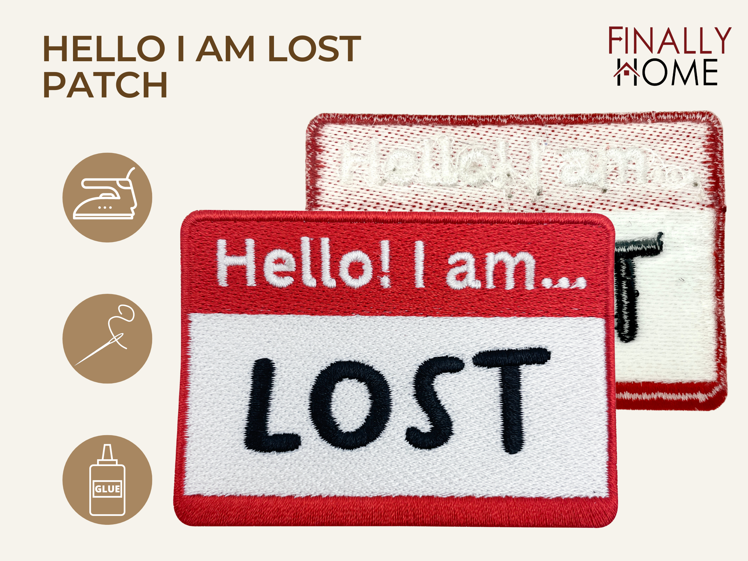Hello! I am ... Lost Patch | Lustiger Namensschild Flicken | Aufnäher