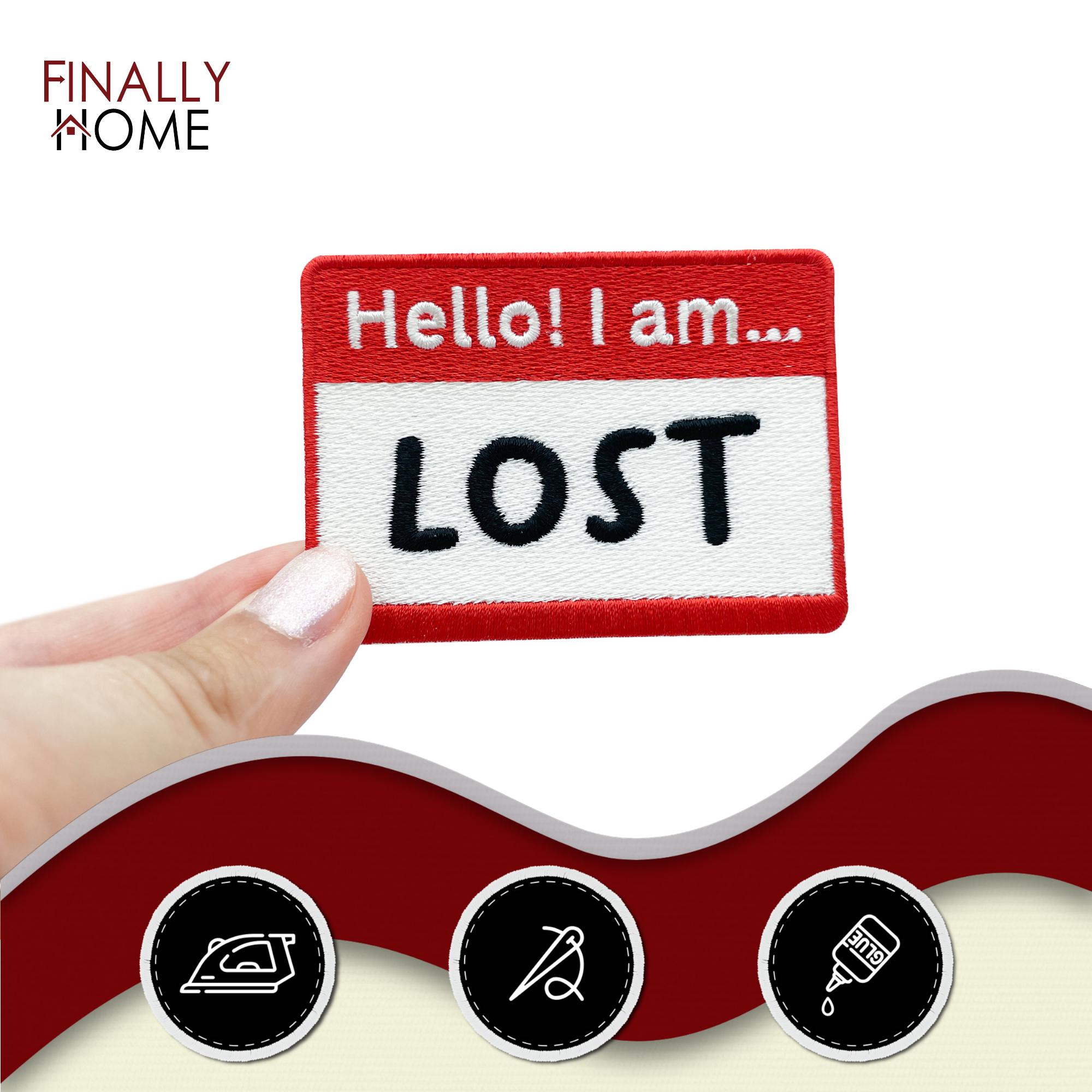 Hello! I am ... Lost Klett Patch | Lustige Klett Patches, Aufnäher, Bundeswehr Klettpatches, Meme Badge, Spruch Klettpatch, Finally Home