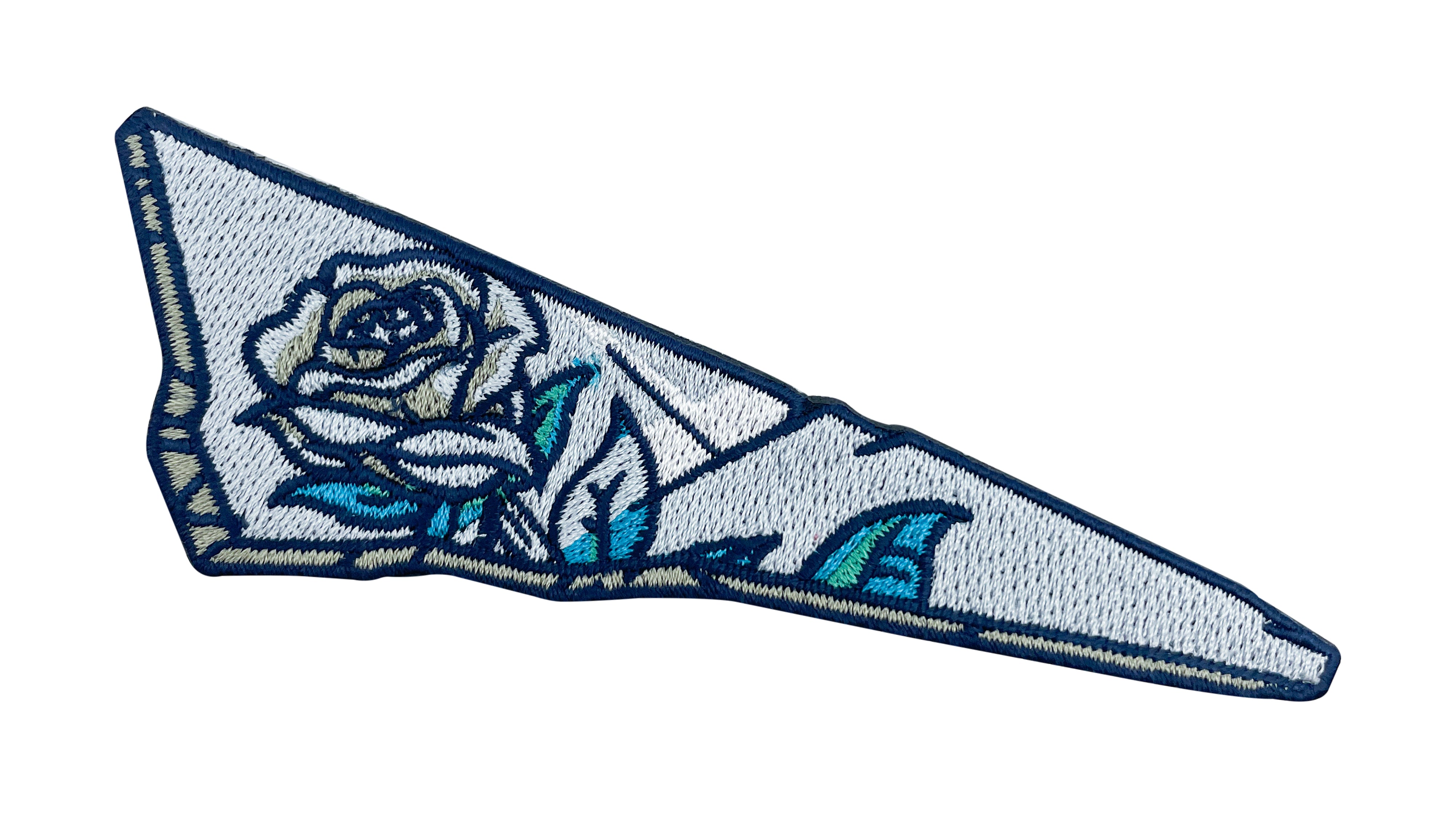 Weiße Rose in Glasscherbe Patch