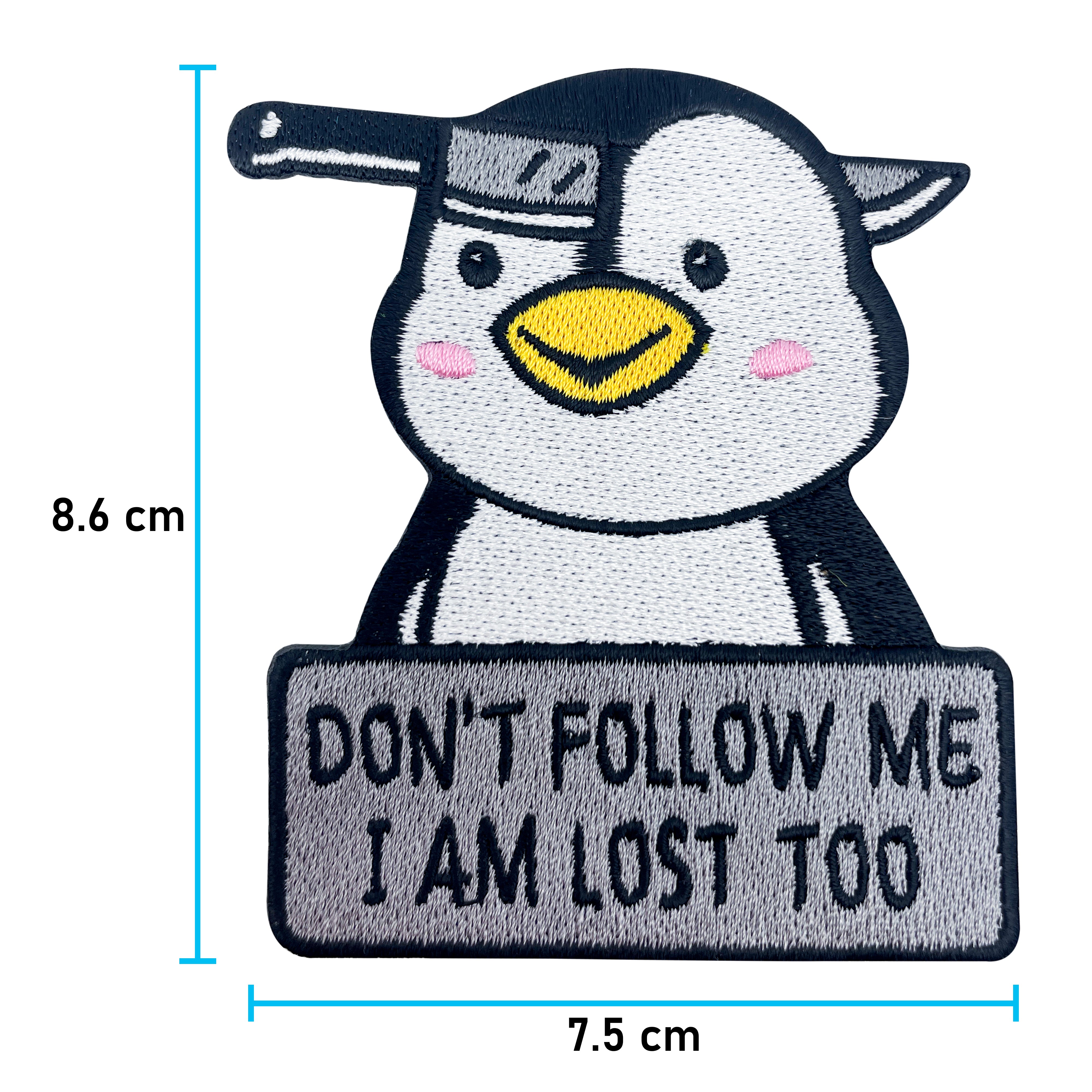 Pinguin Patch mit der Maße: 8,6 x 7,5 cm
