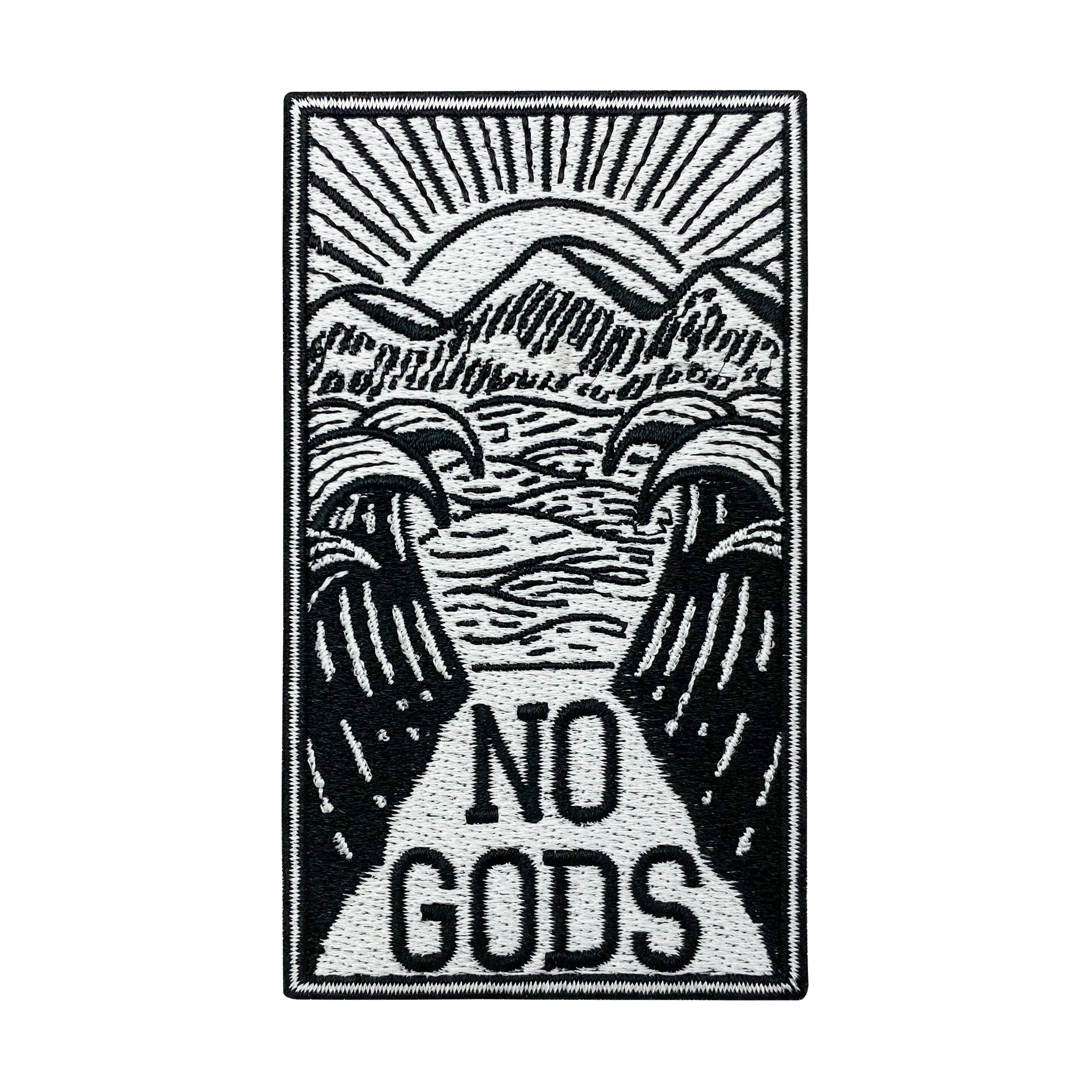 Schwarz-weißer No Gods - Geteiltes Meer Patch