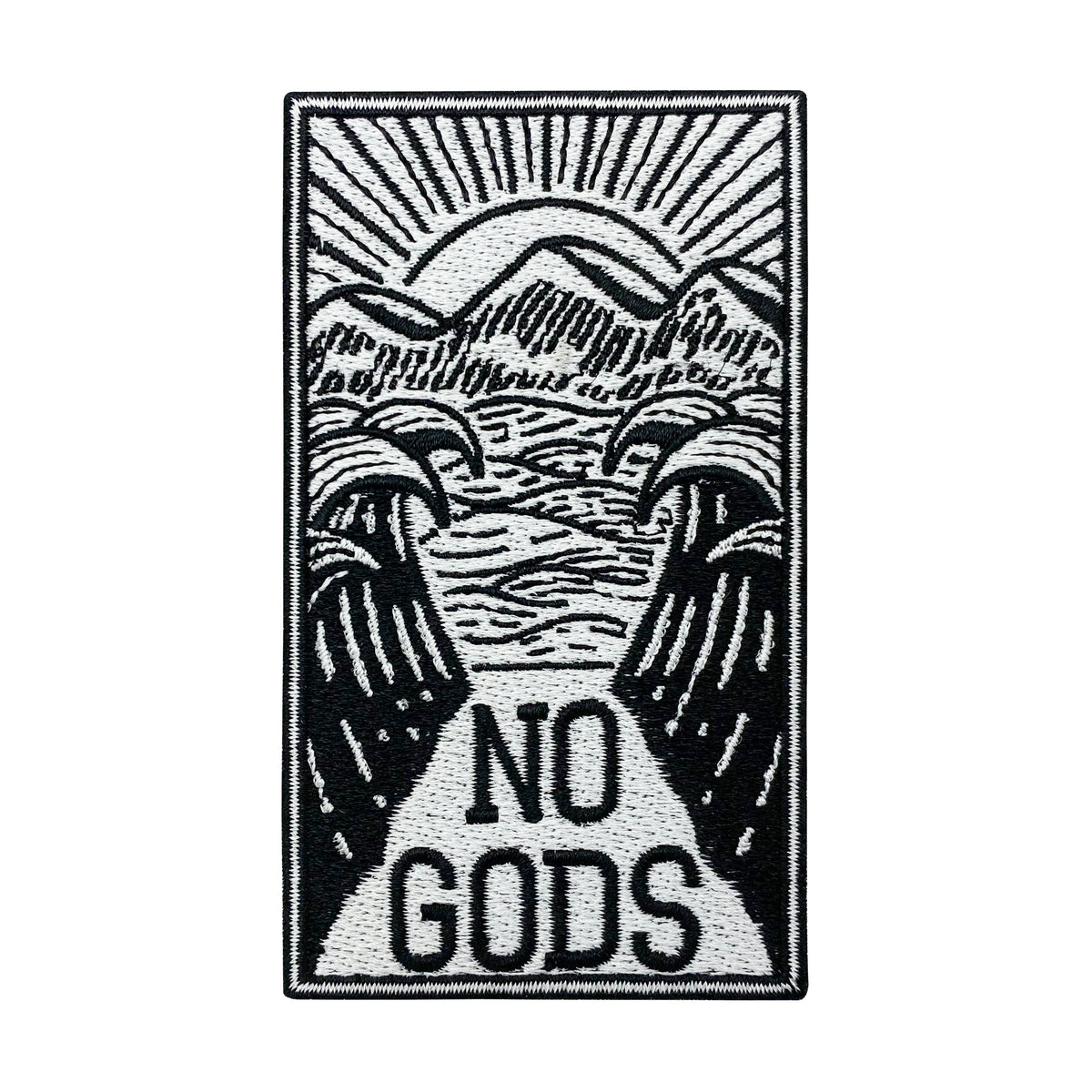 Schwarz-weißer No Gods - Geteiltes Meer Patch