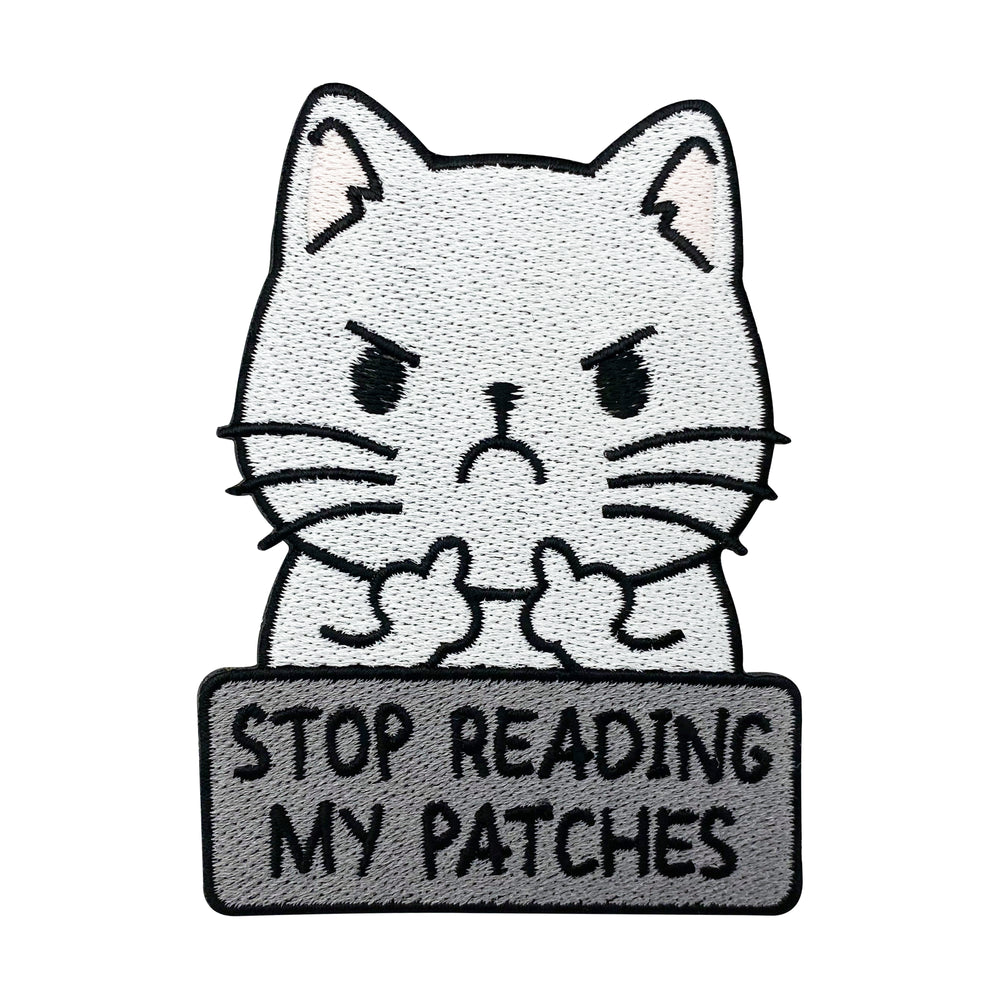 Weiß-Grauer Stop Reading My Patches Katze Patch 