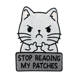 Weiß-Grauer Stop Reading My Patches Katze Patch 