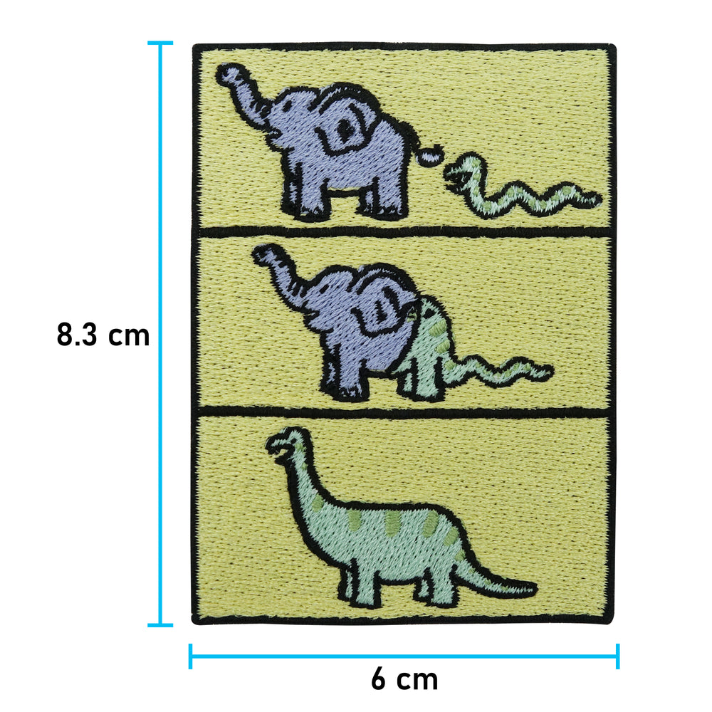 Dino Evolution Patch mit der Maße: 8,3 x 6 cm