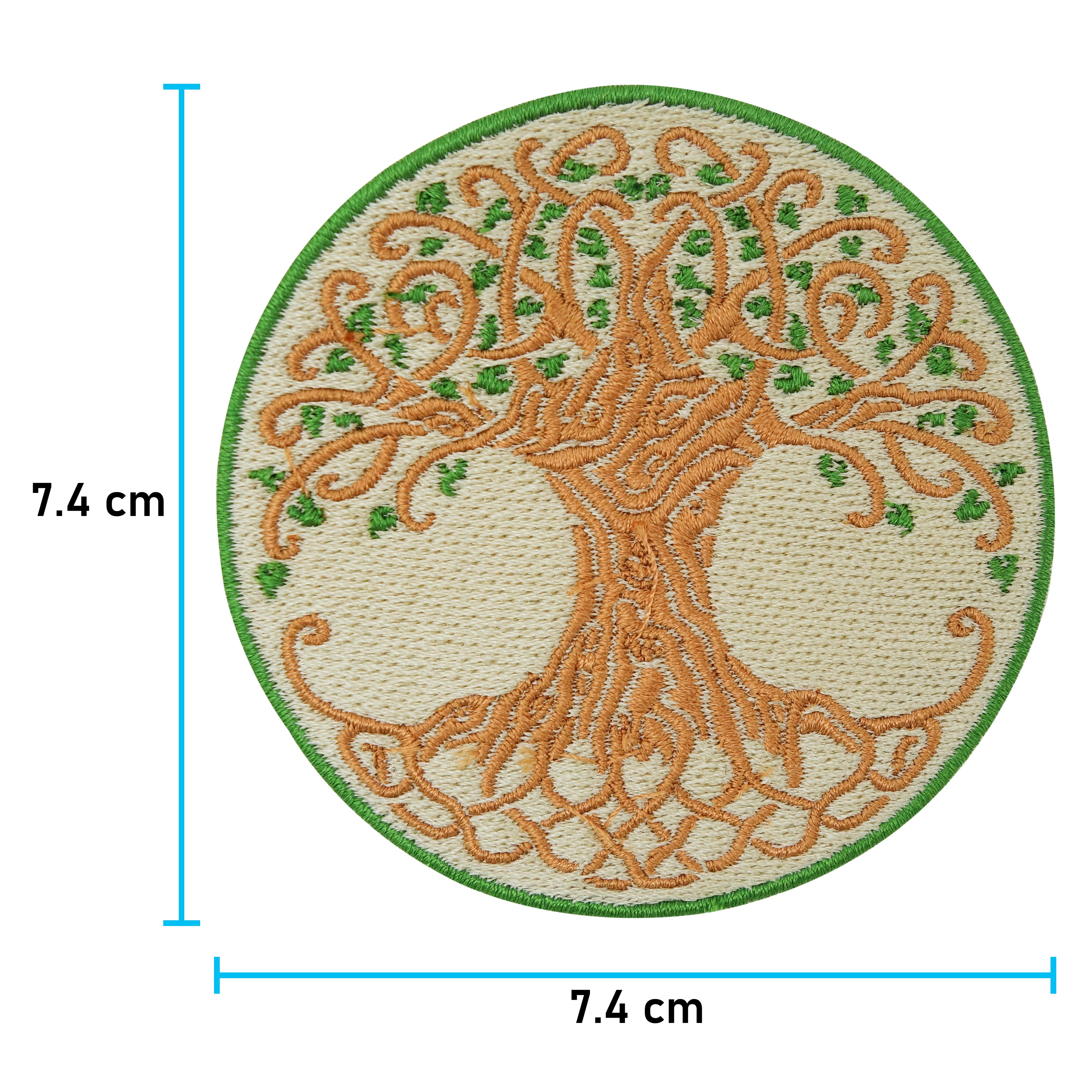 Baum des Lebens Patch mit der Maße: 7,4 x 7,4 cm