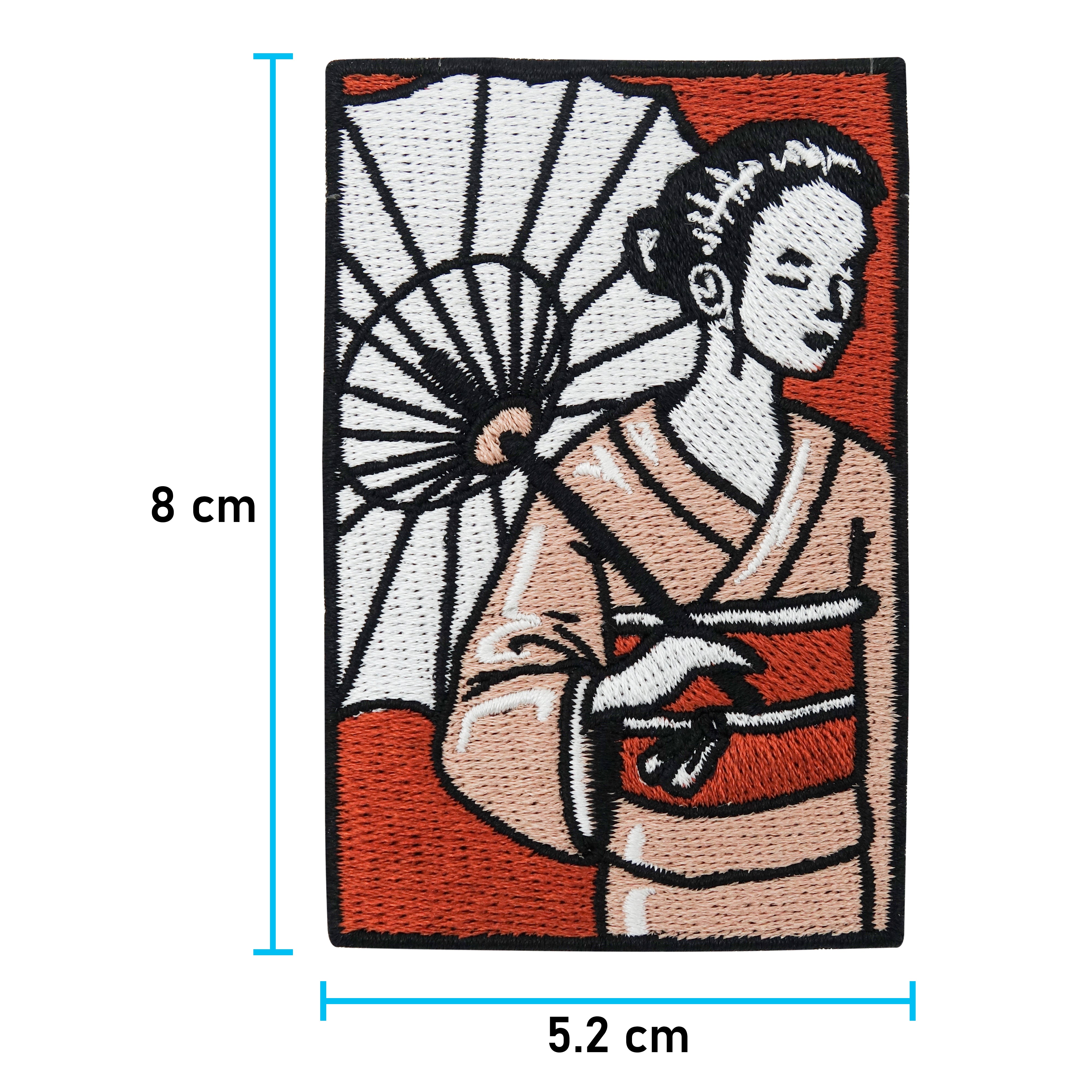 Japanische Frau mit Schirm Patch mit der Maße: 8 x 5,2 cm