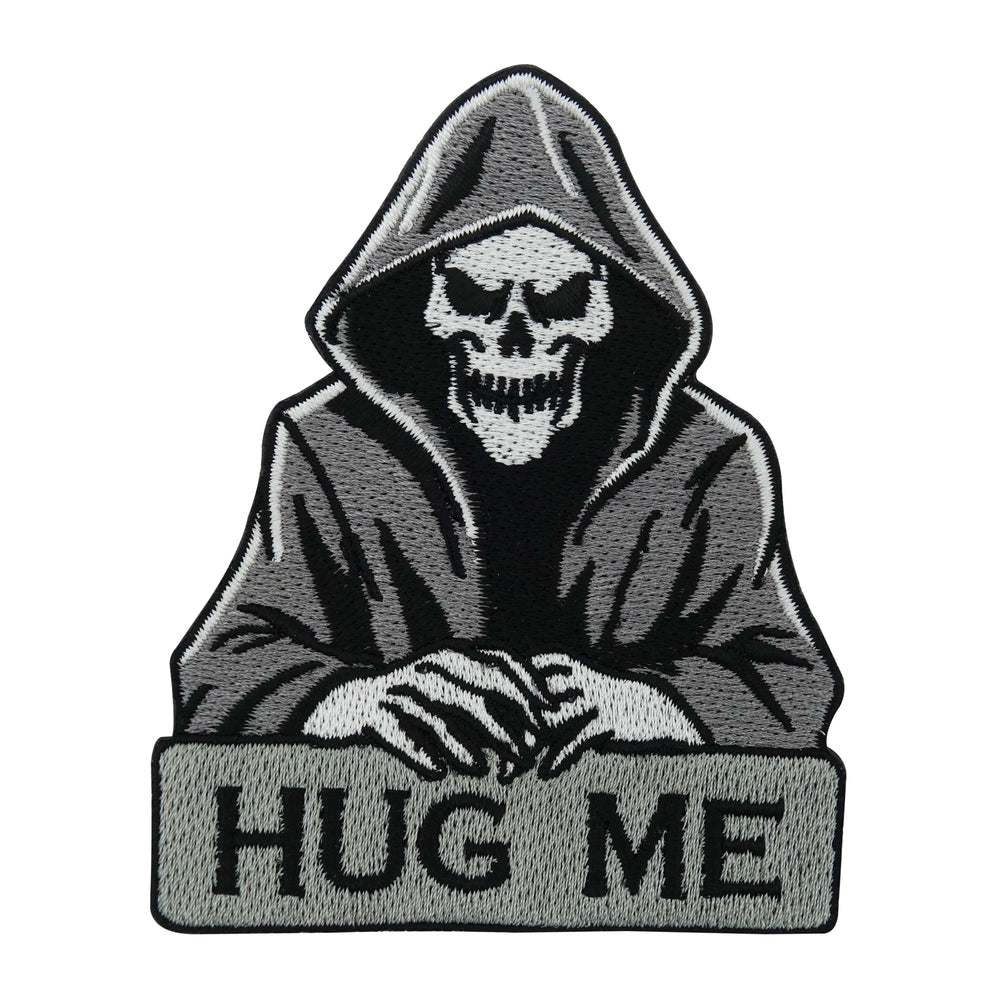 Schwarzer Hug Me Sensenmann Patch