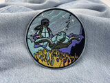 Schildkröten Taucher Patch auf hellblauer Jeans