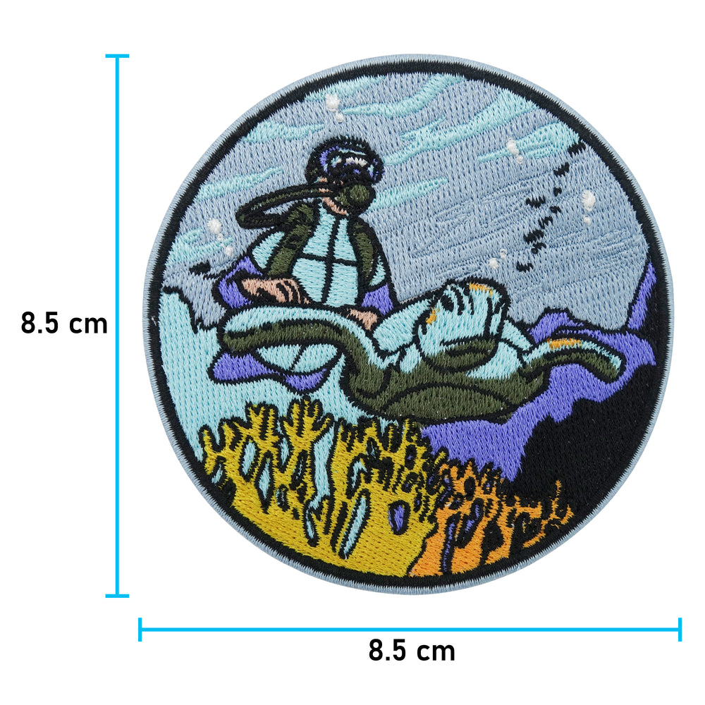 Schildkröten Taucher Patch mit der Maße: 8,5 x 8,5 cm