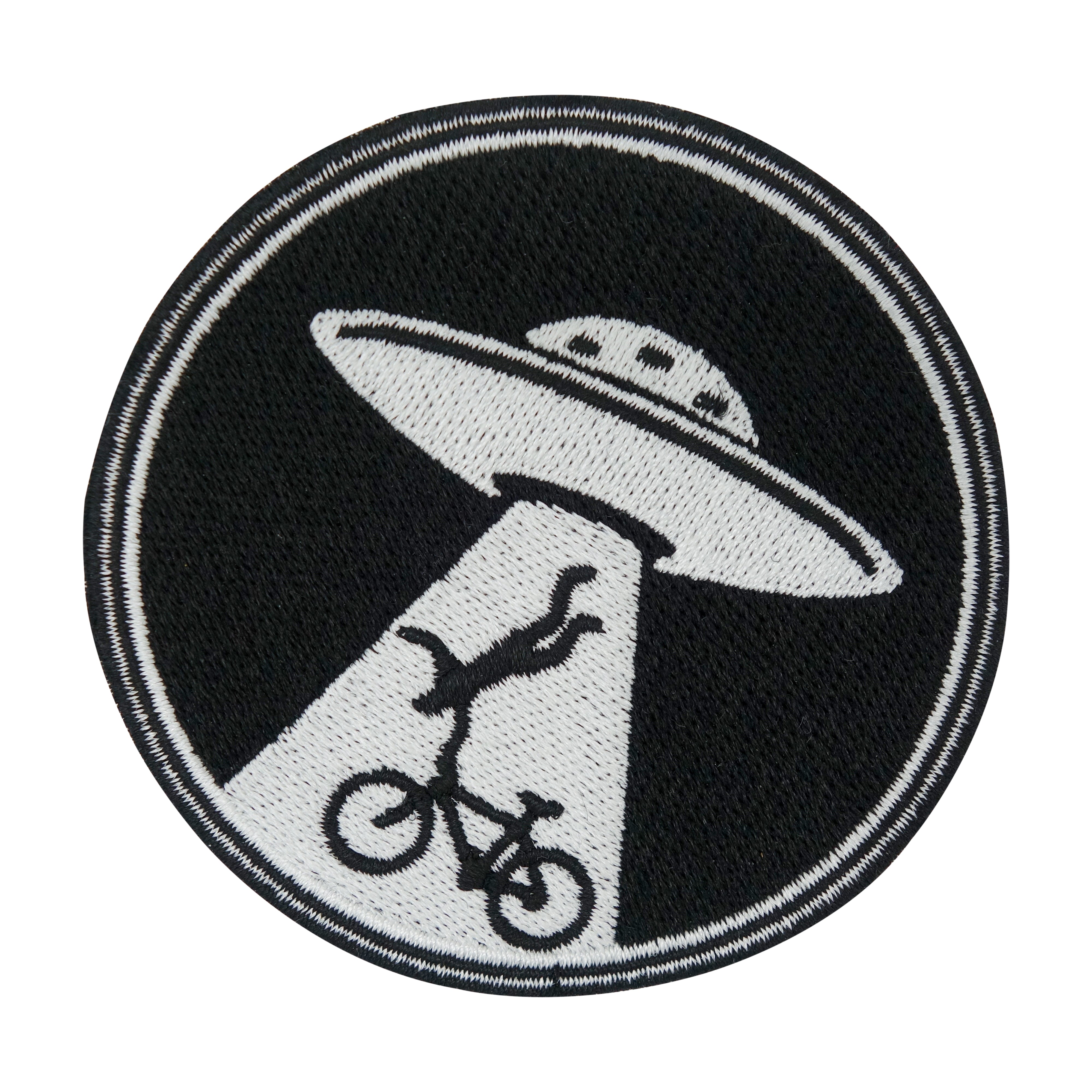 Schwarz-weißer Ufo entführt Mensch Patch