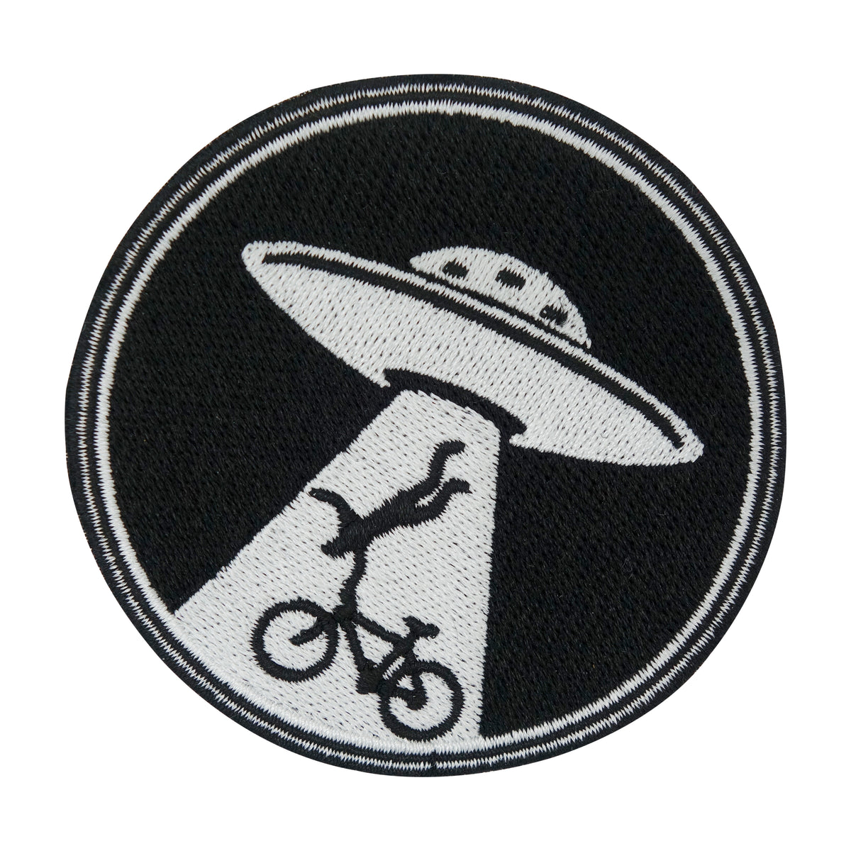 Schwarz-weißer Ufo entführt Mensch Patch