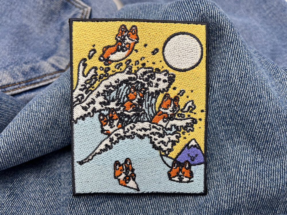 Welpen Welle Patch auf blauer Jeans
