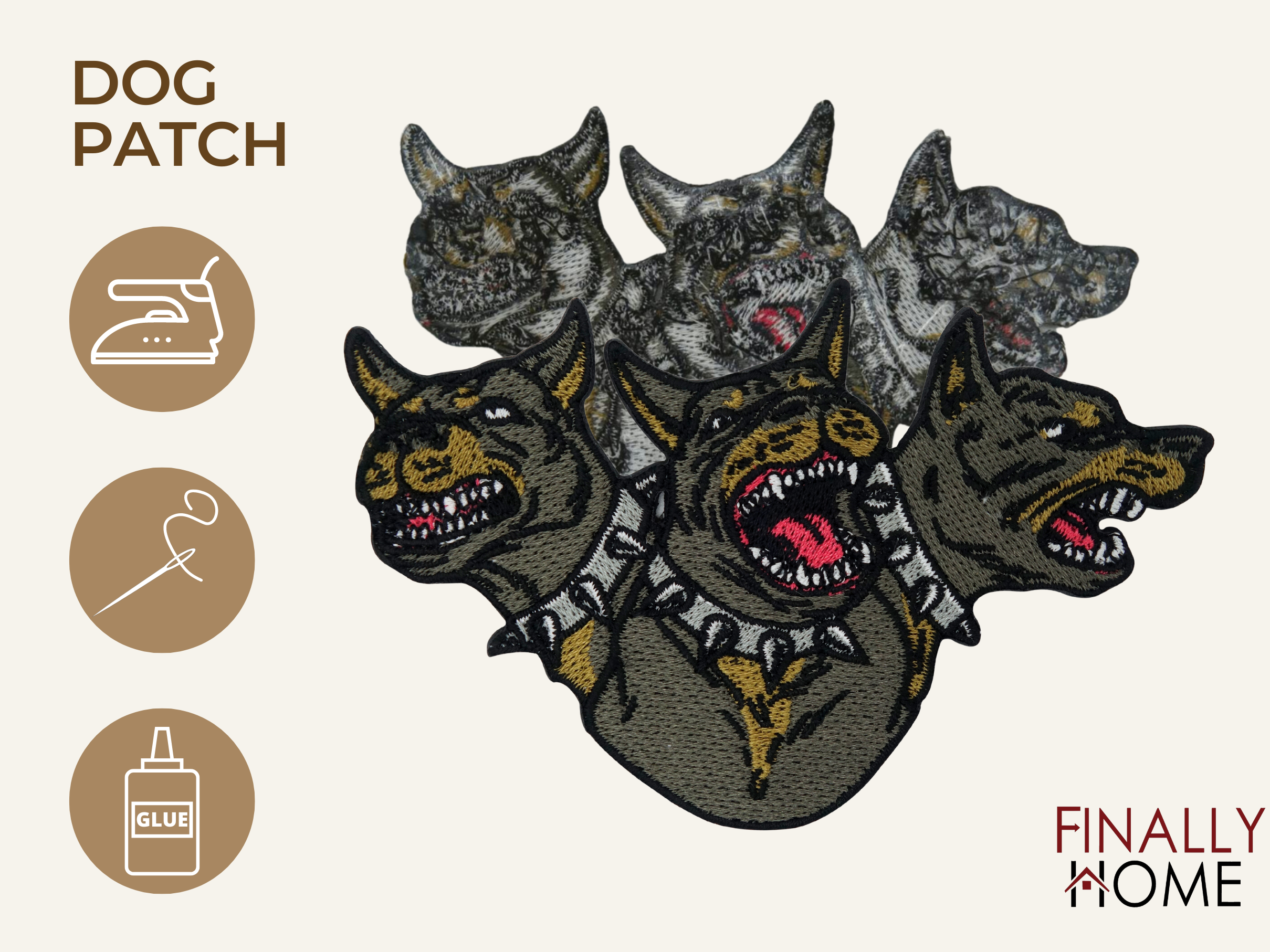 Hellhound Patch | Hell Wolf Patch | Three-Headed Dog Patch DIY