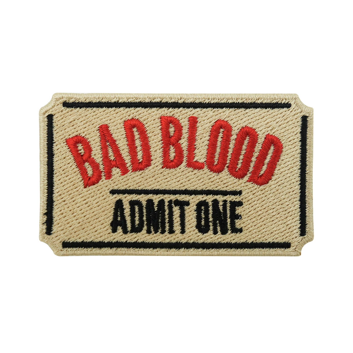 Bad Blood Ticket Patch | Movie Ticket Iron-On Patch | Funny Punk Patches