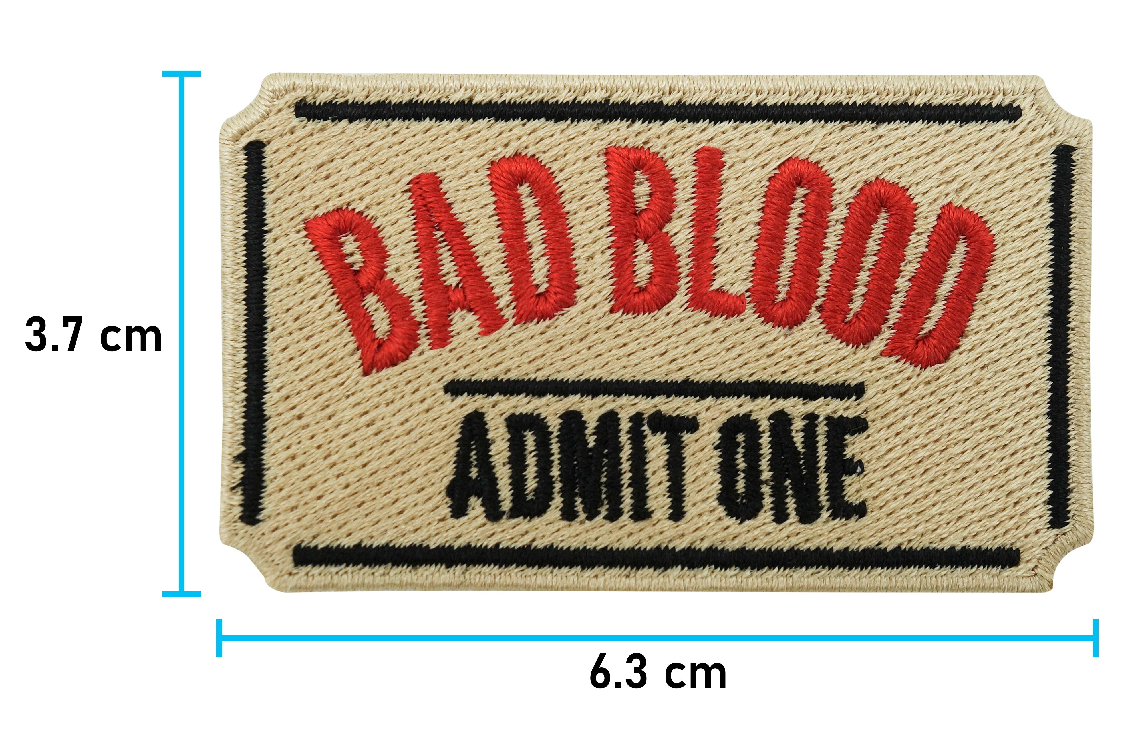 Ticket Patch mit der Maße: 3,7 x 6,3 cm