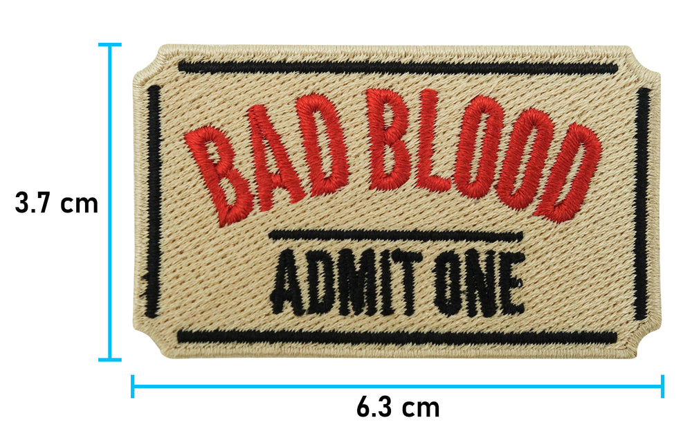 Ticket Patch mit der Maße: 3,7 x 6,3 cm