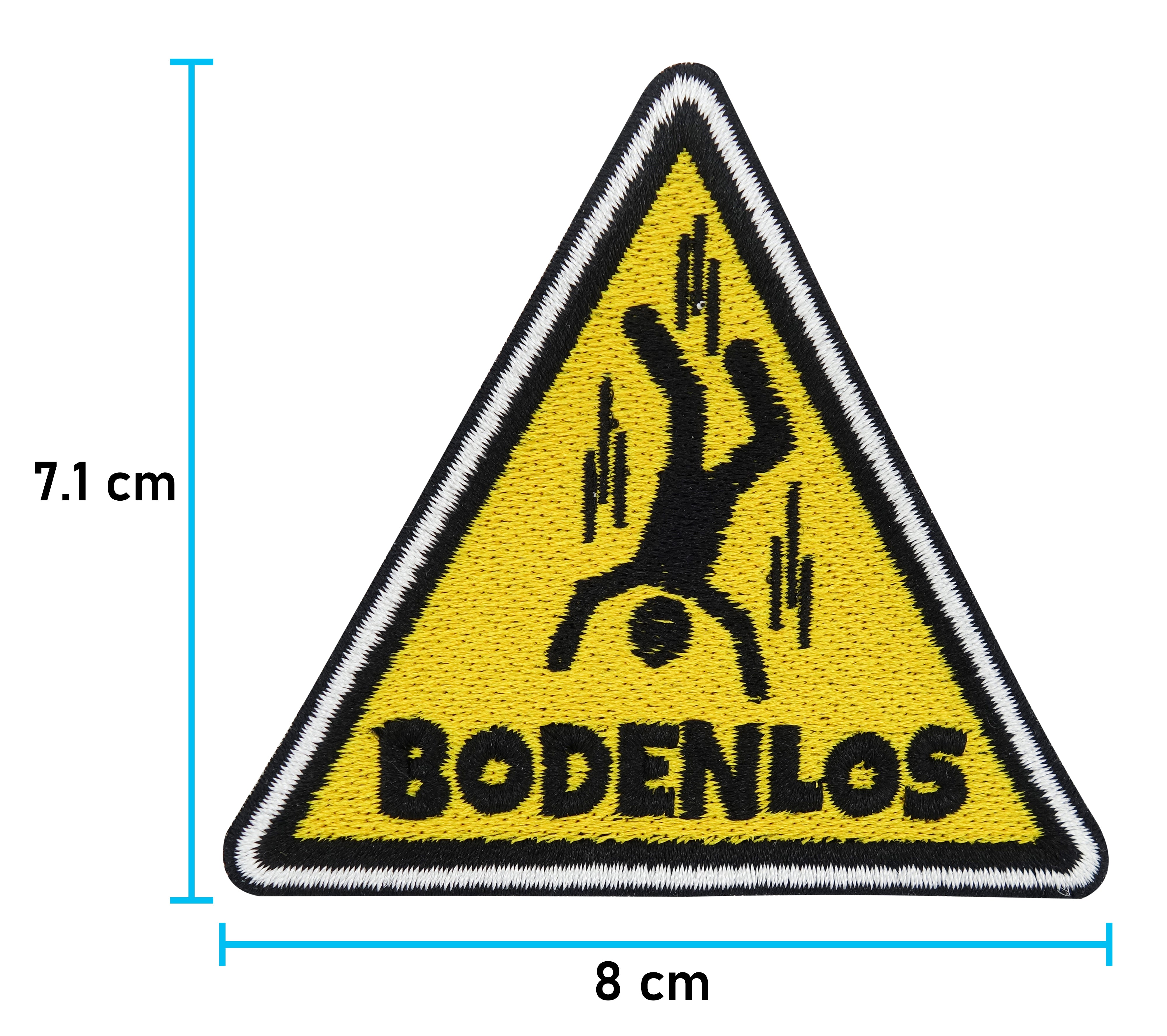 Bodenlos Warndreieck Patch mit der Maße: 7,1 x 8 cm