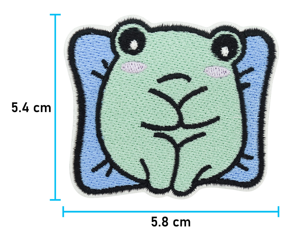 Sorgen Frosch Patch mit der Maße: 5,4 x 5,8 cm