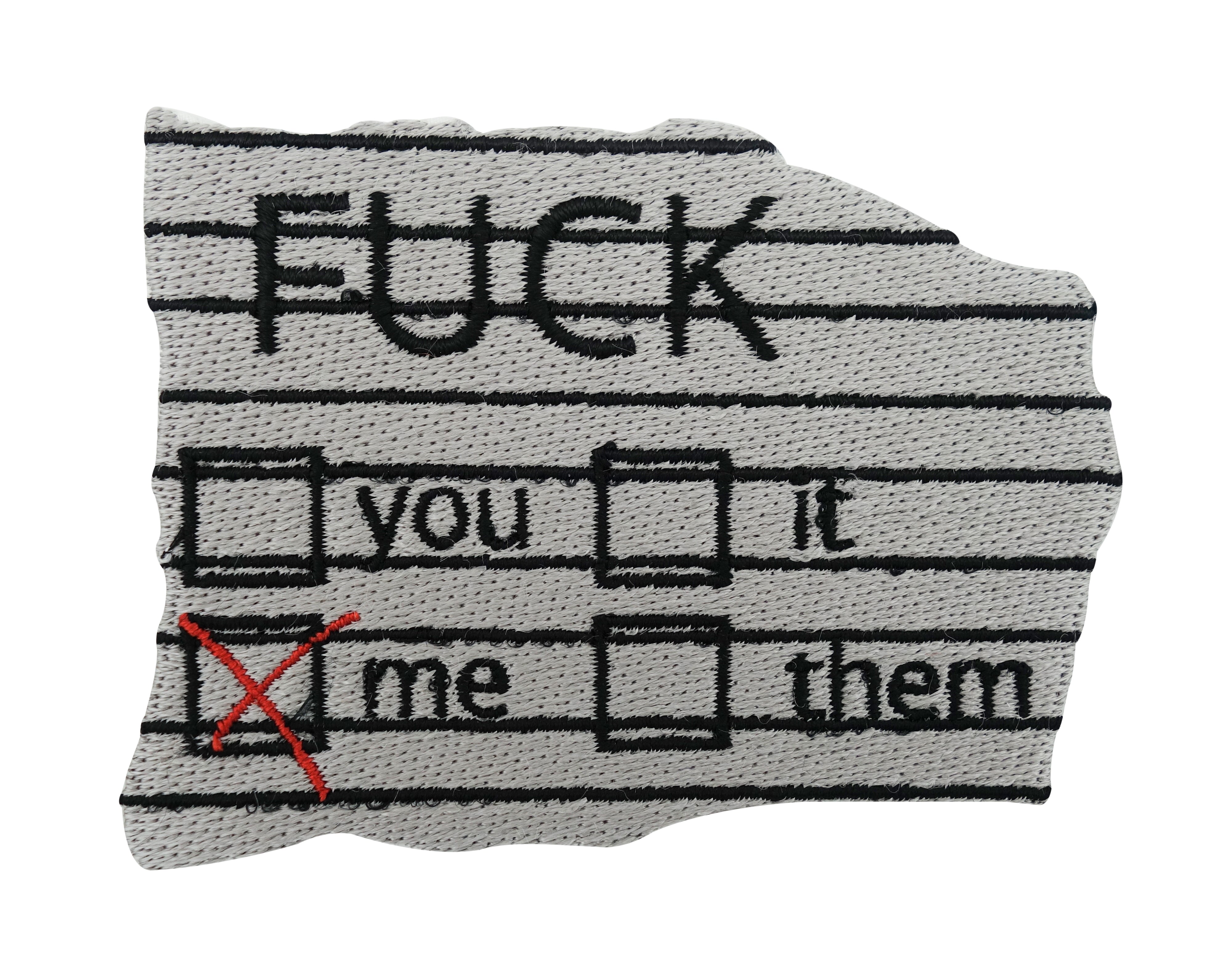 Grauer Fuck me Notizzettel Patch