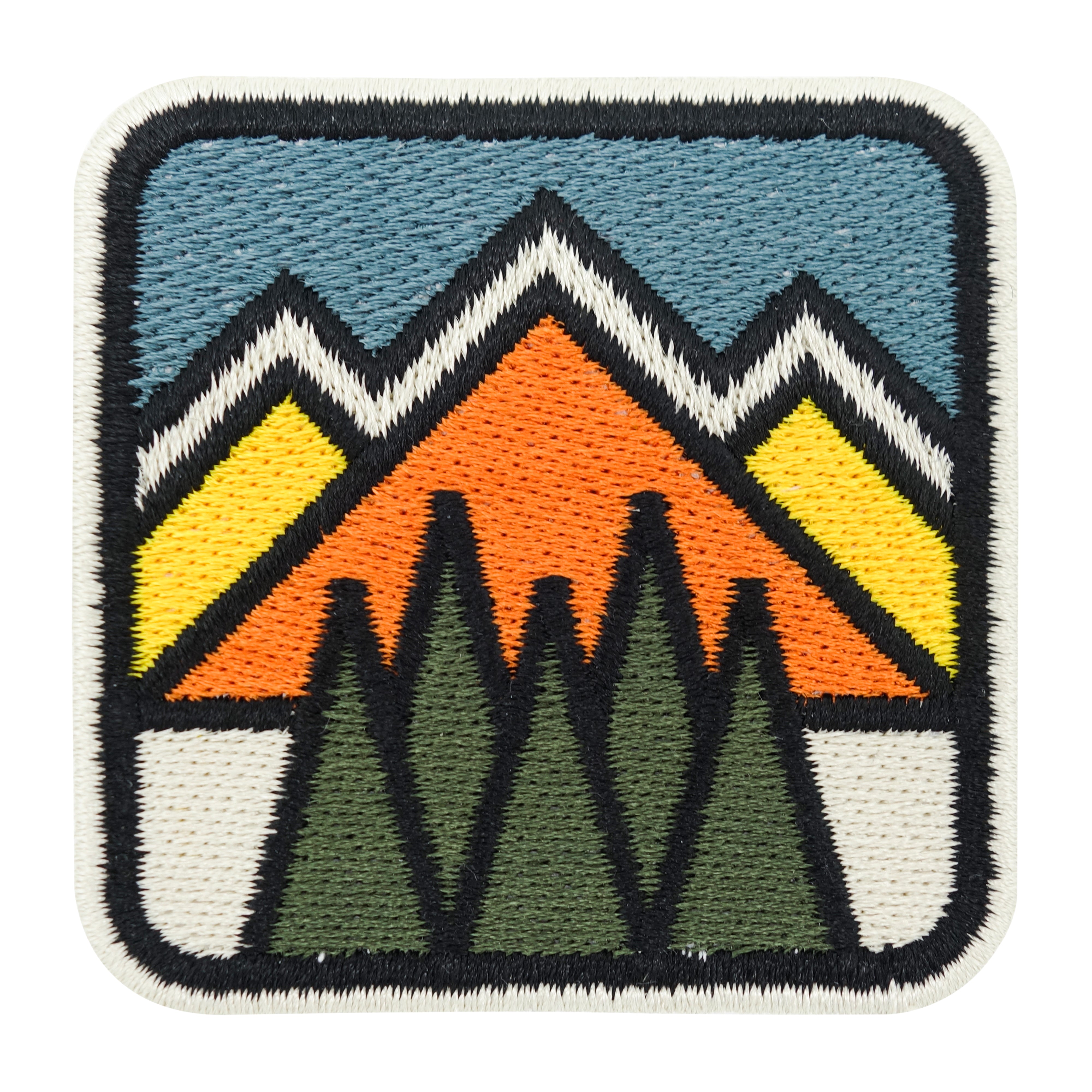 Orange-Grüner Retro Berge Patch