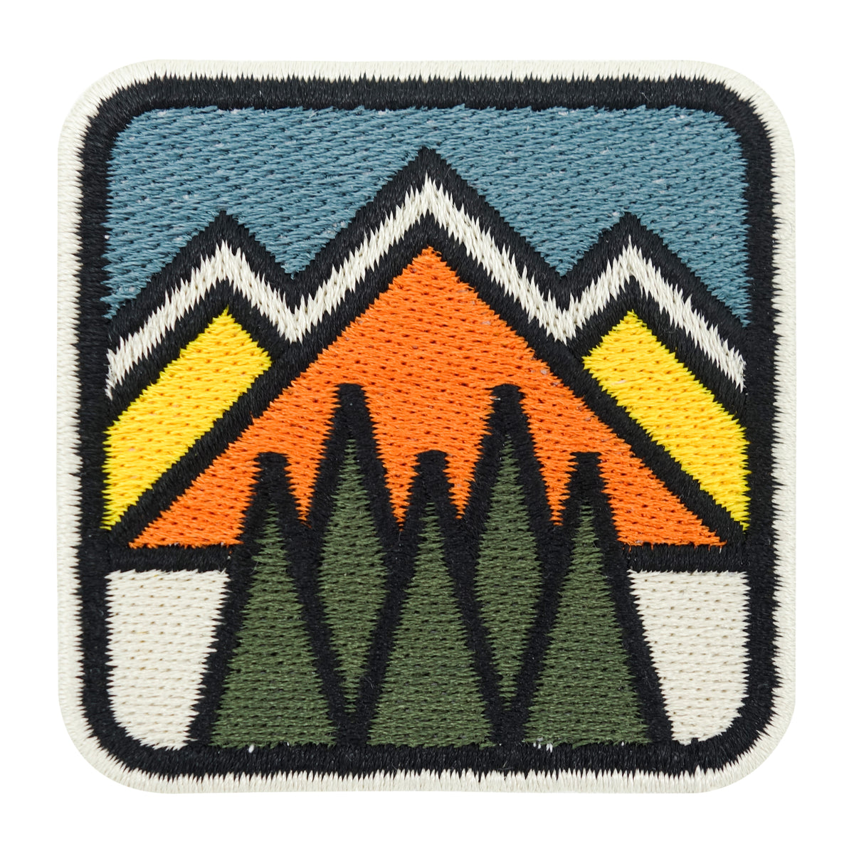 Orange-Grüner Retro Berge Patch