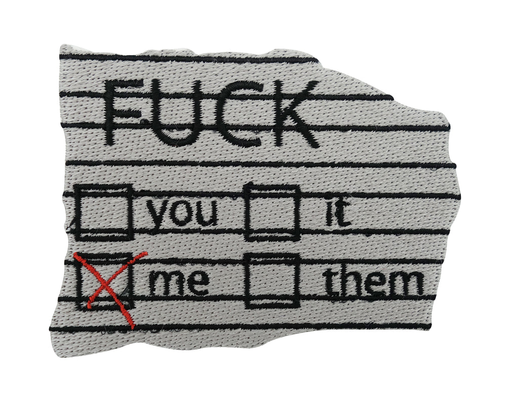 Grauer Fuck me Notizzettel Patch