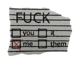 Grauer Fuck me Notizzettel Patch