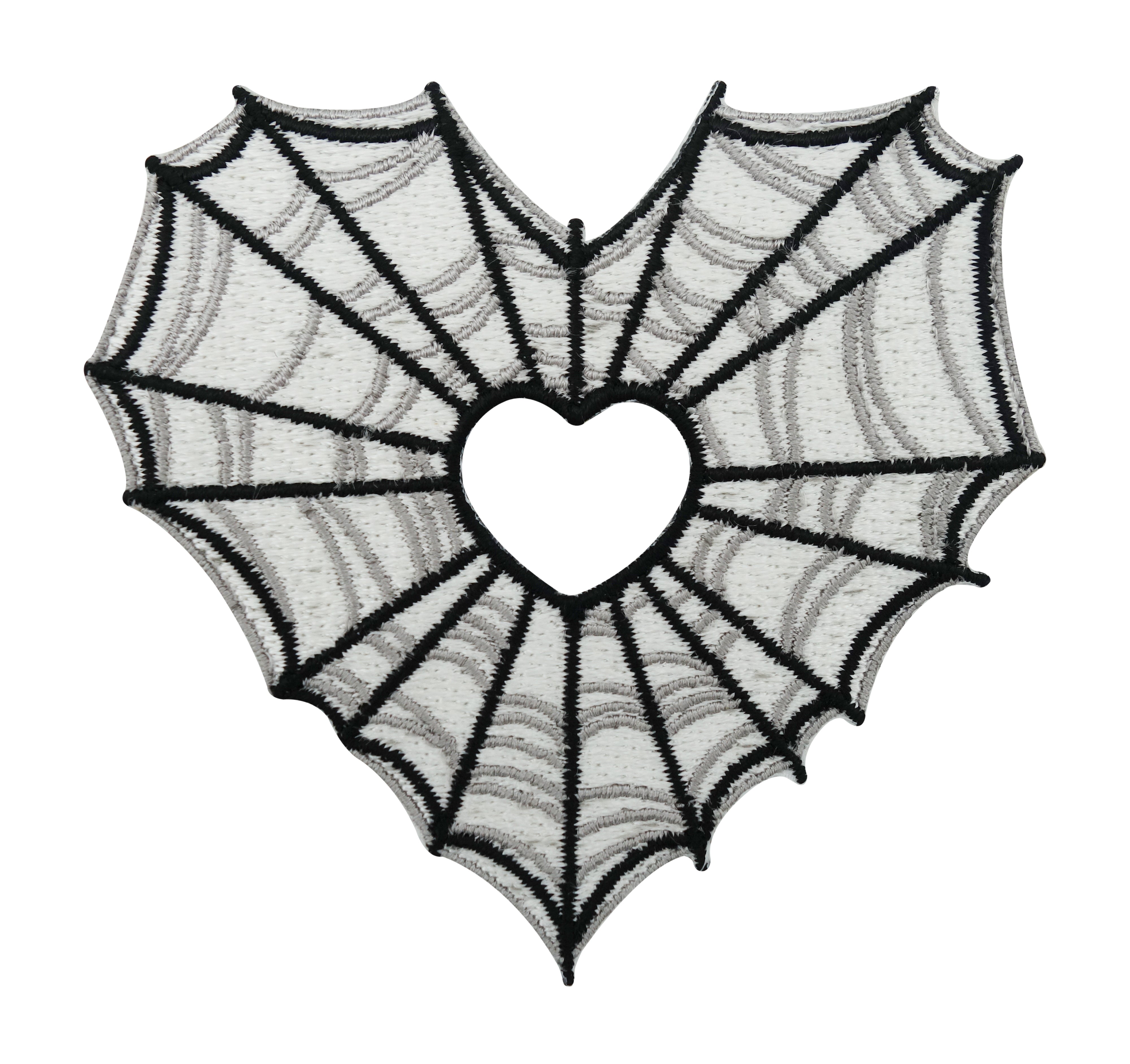 Weißer Spinnenweben Herz Patch