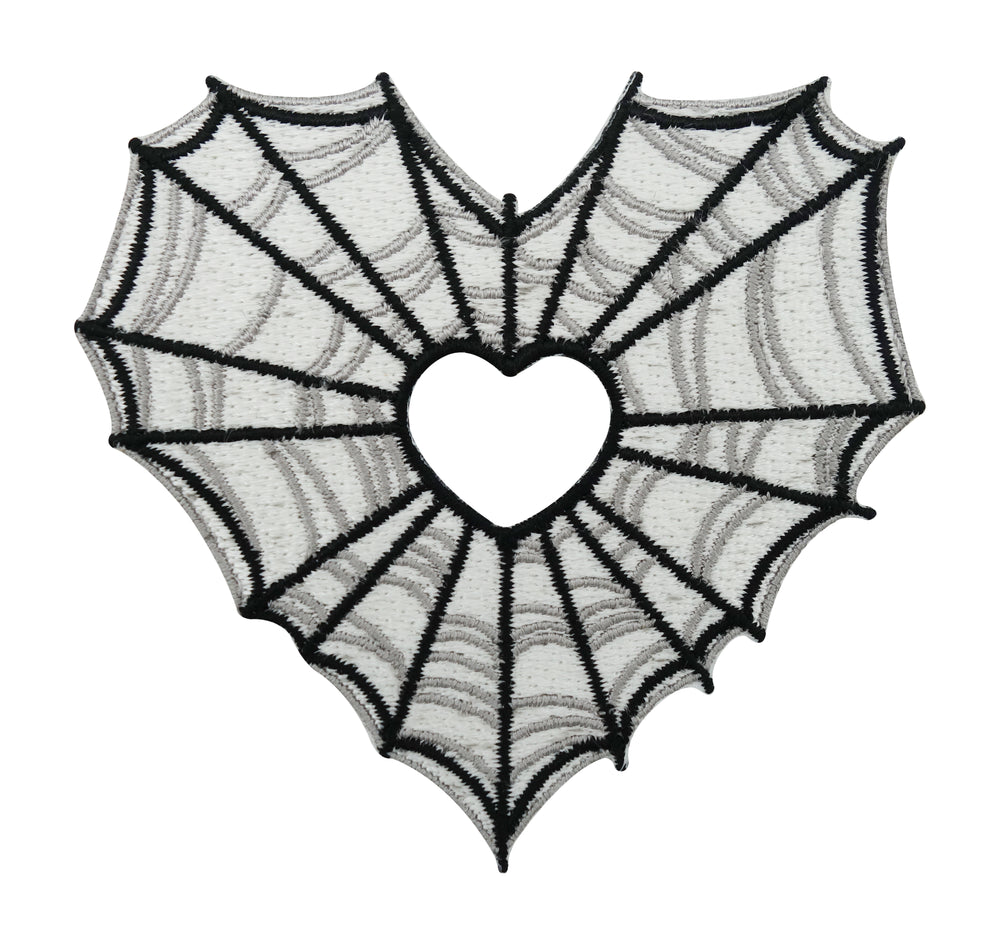 Weißer Spinnenweben Herz Patch