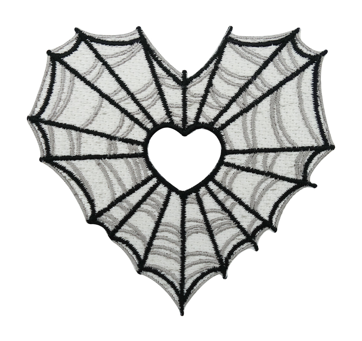 Weißer Spinnenweben Herz Patch