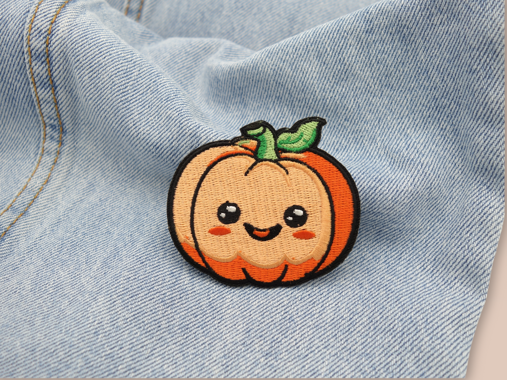 Kürbis Patch auf hellblauer Jeans