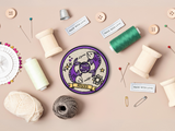 Sternzeichen Patch mit Nähzeug im Hintergrund