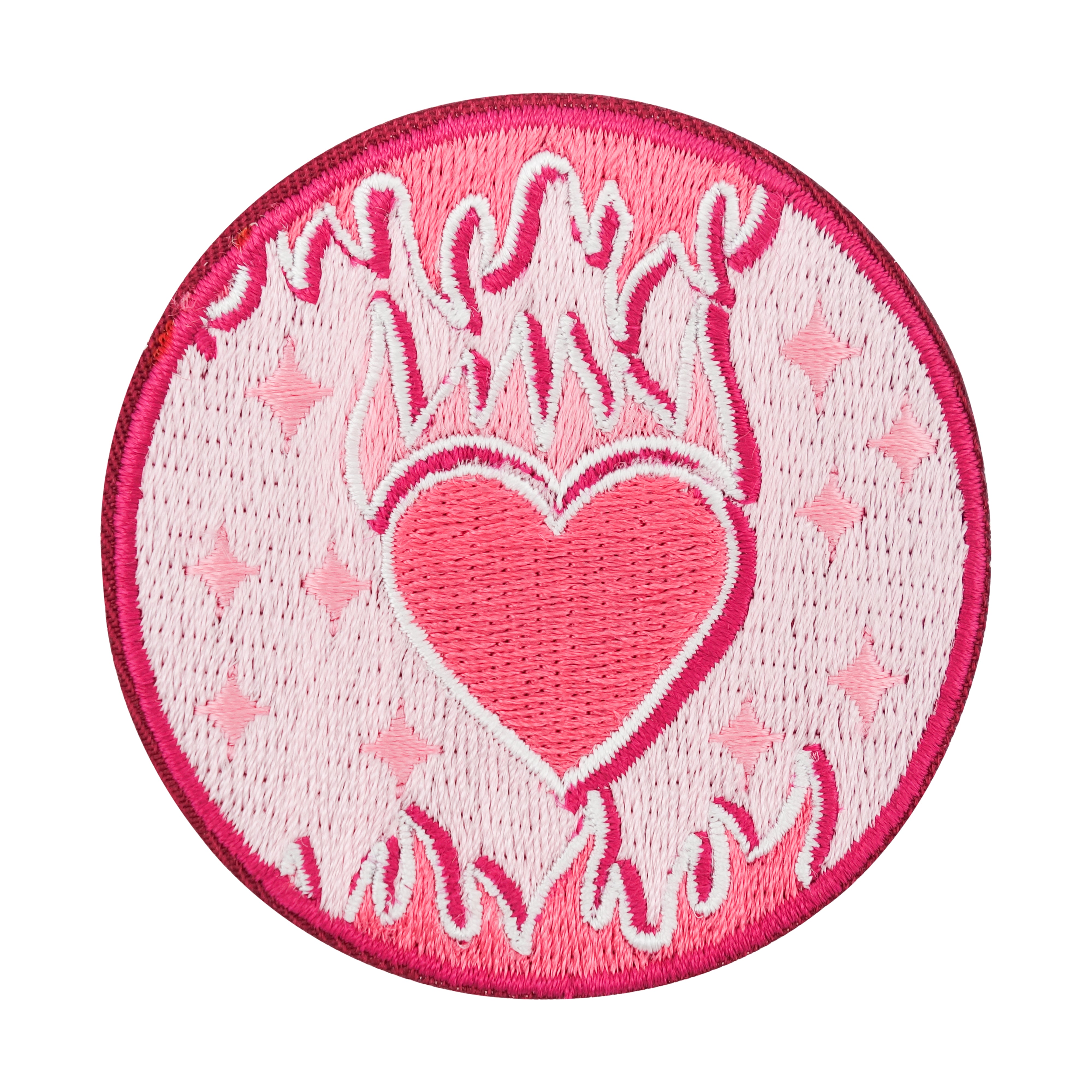 Rosa Herz steht im Flammen Patch