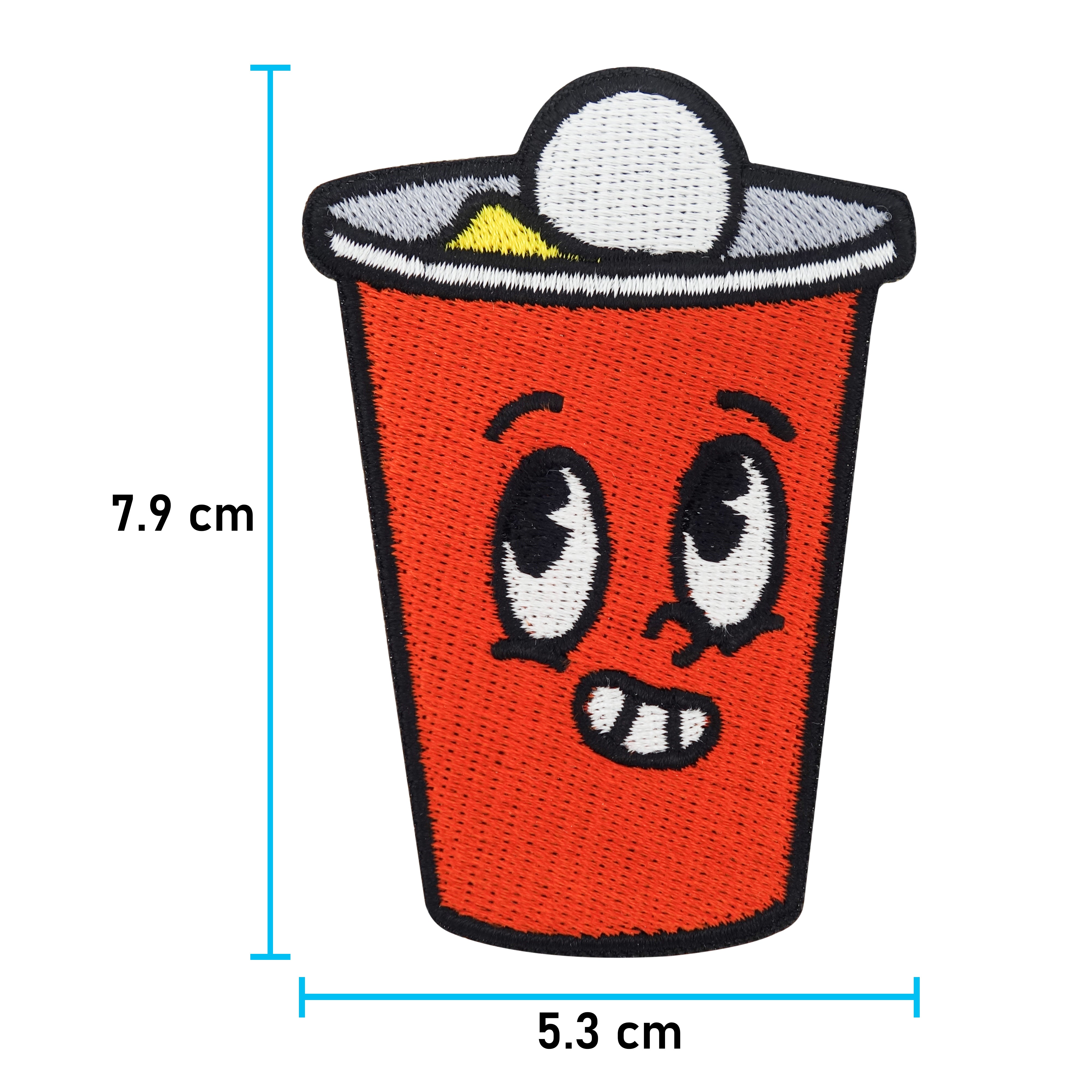 Bier Pong Becher Patch mit der Maße: 7,9 x 5,3 cm