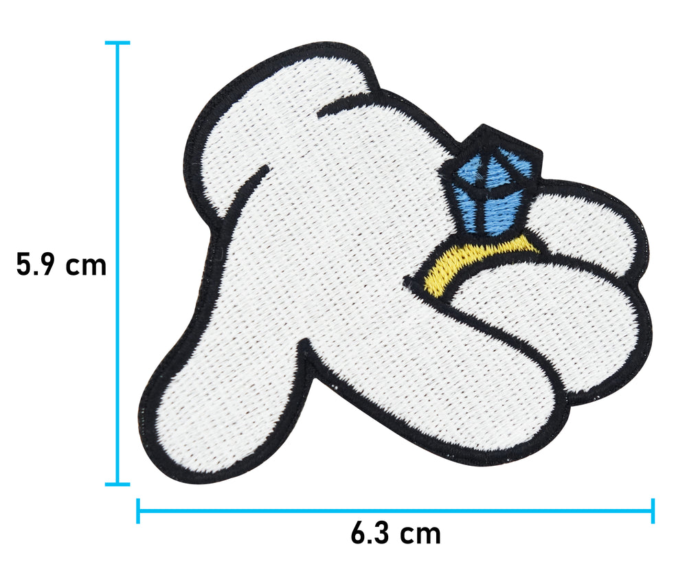 Cartoon Hand Patch mit der Maße: 5,9 x 6,3 cm