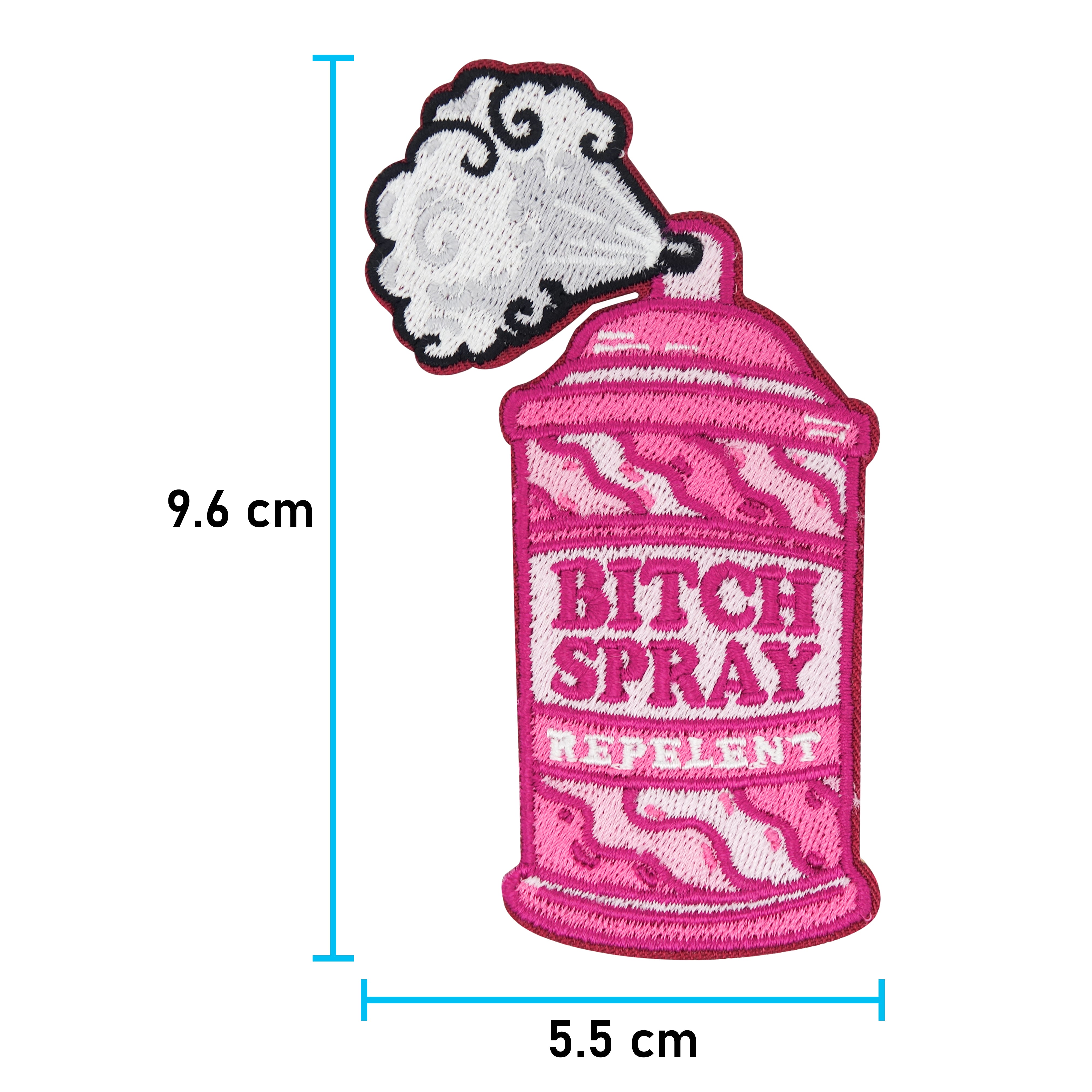 Sprühdosen Patch mit der Maße: 9,6 x 5,5 cm