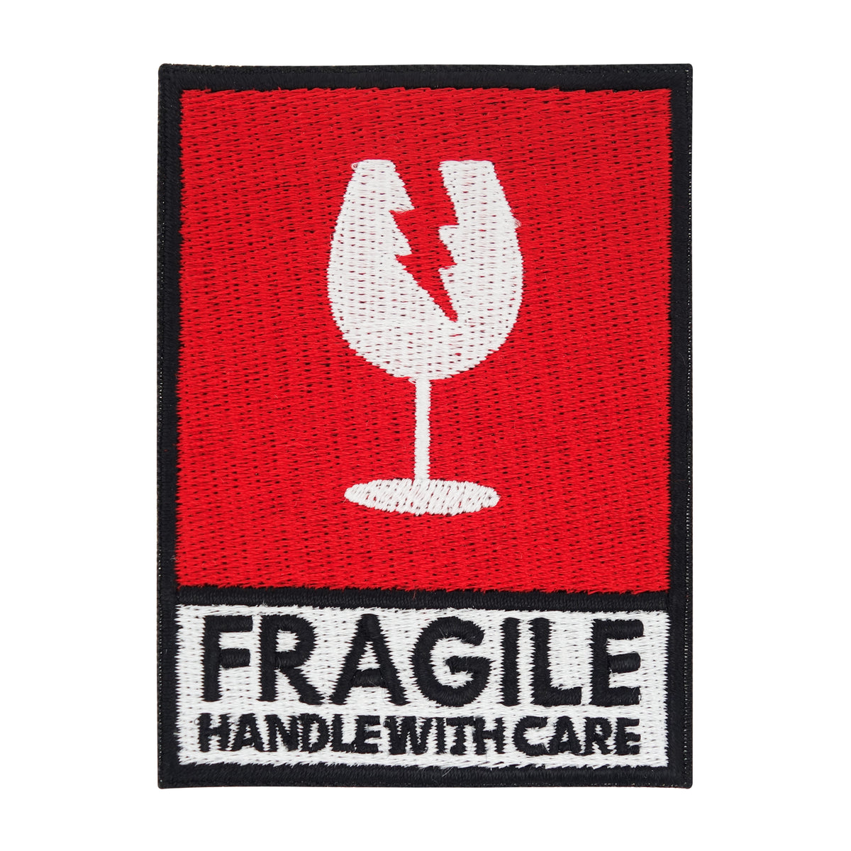 Roter Fragile handle with care Weinglas Patch