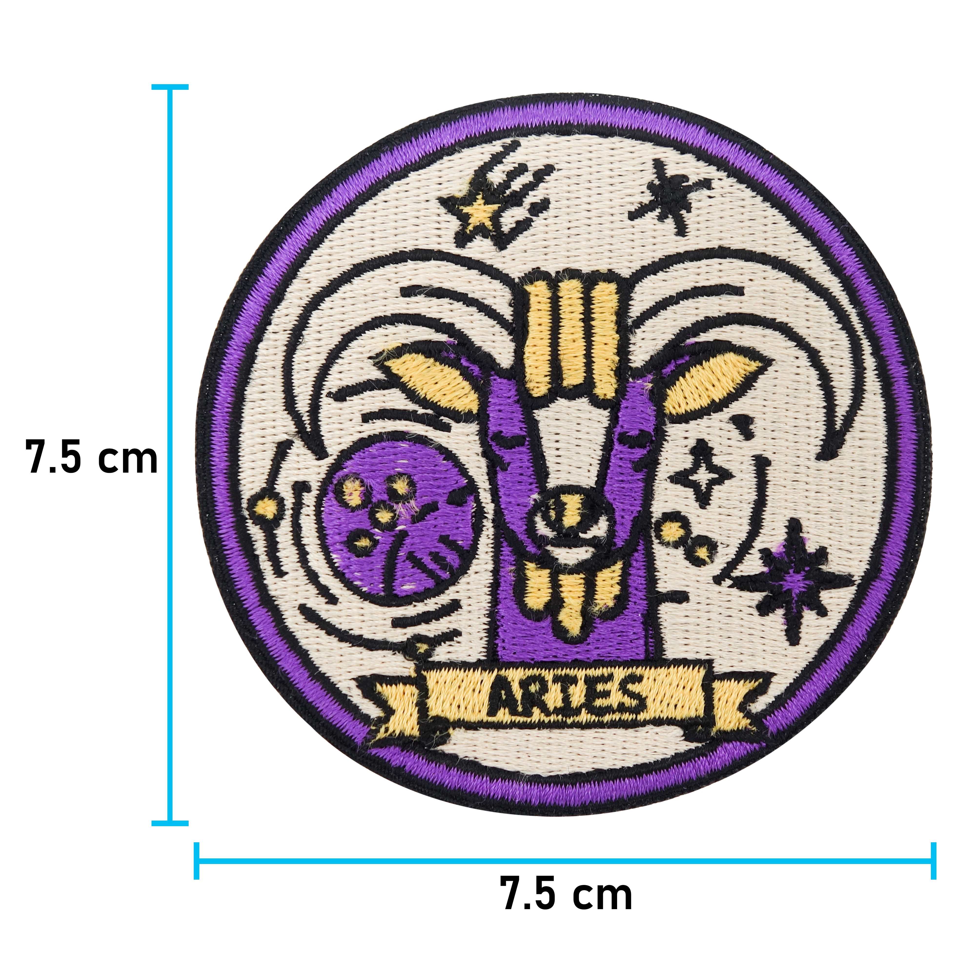 Widder Sternzeichen Patch mit der Maße: 7,5 x 7,5 cm