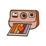 Retro Love Kamera Patch | Polaroid Fotokamera Aufnäher | Herz Foto DIY