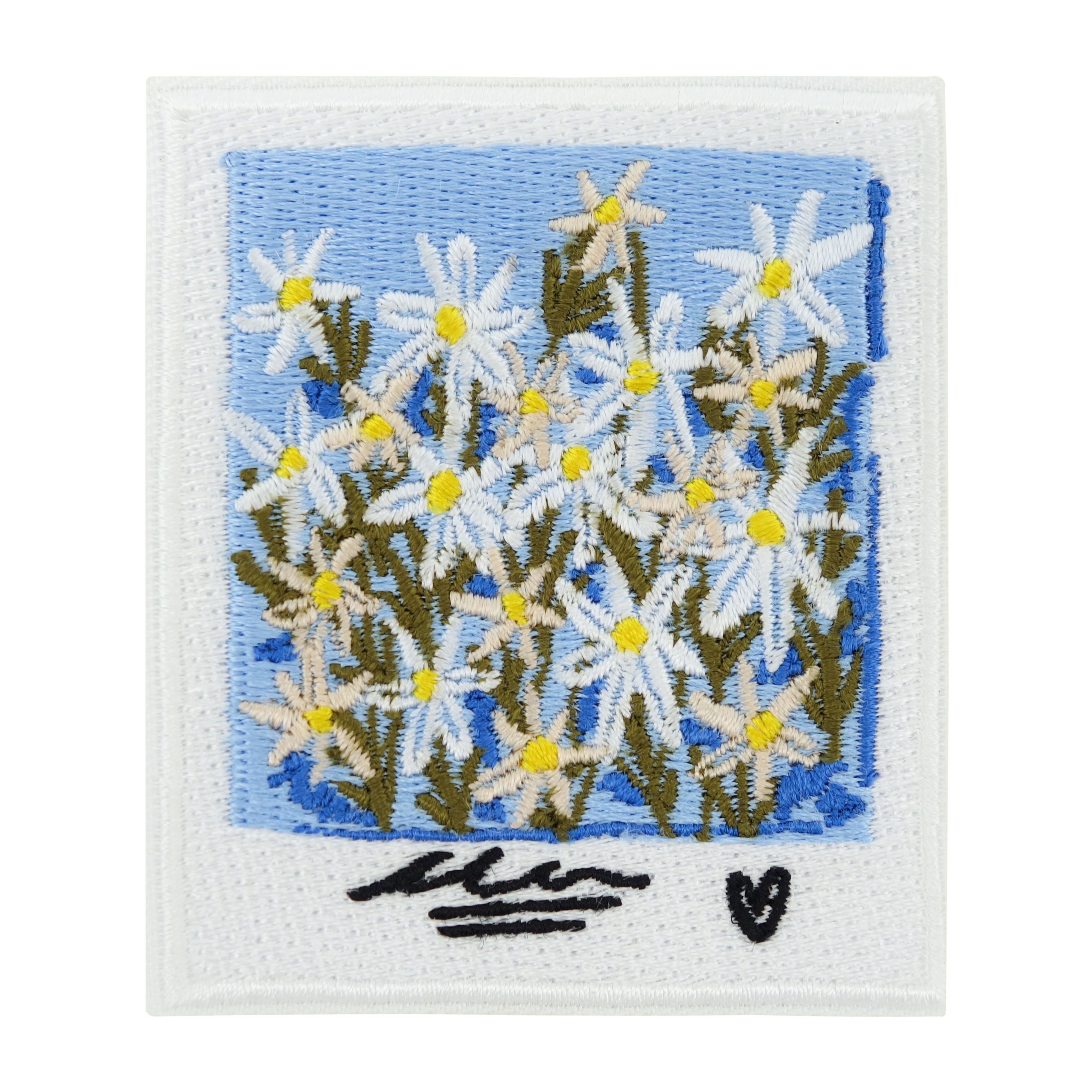 Weißer Blumen Polaroid Patch