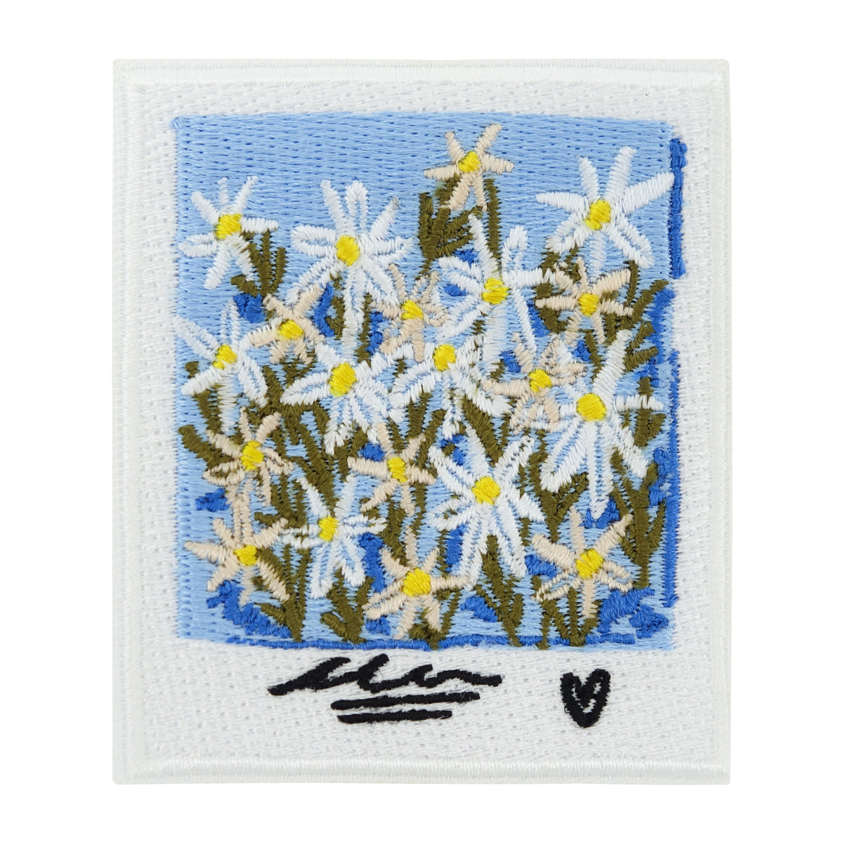 Weißer Blumen Polaroid Patch