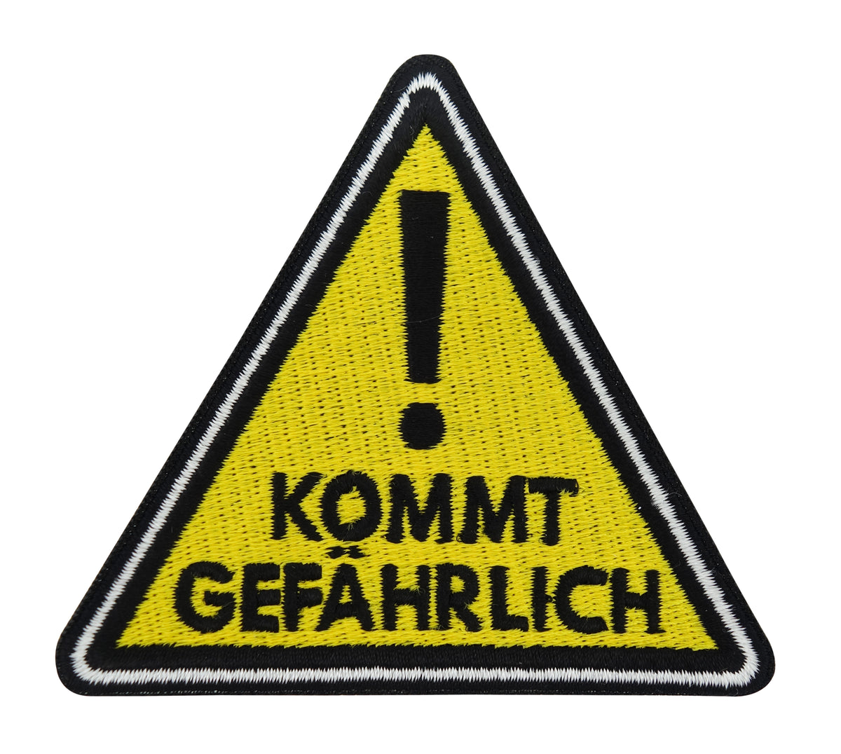 Gelber Kommt Gefährlich Warndreieck Patch