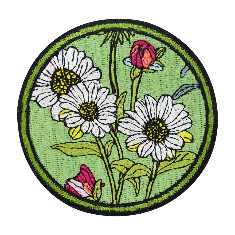Grüner Gänseblümchen und Rosen Patch
