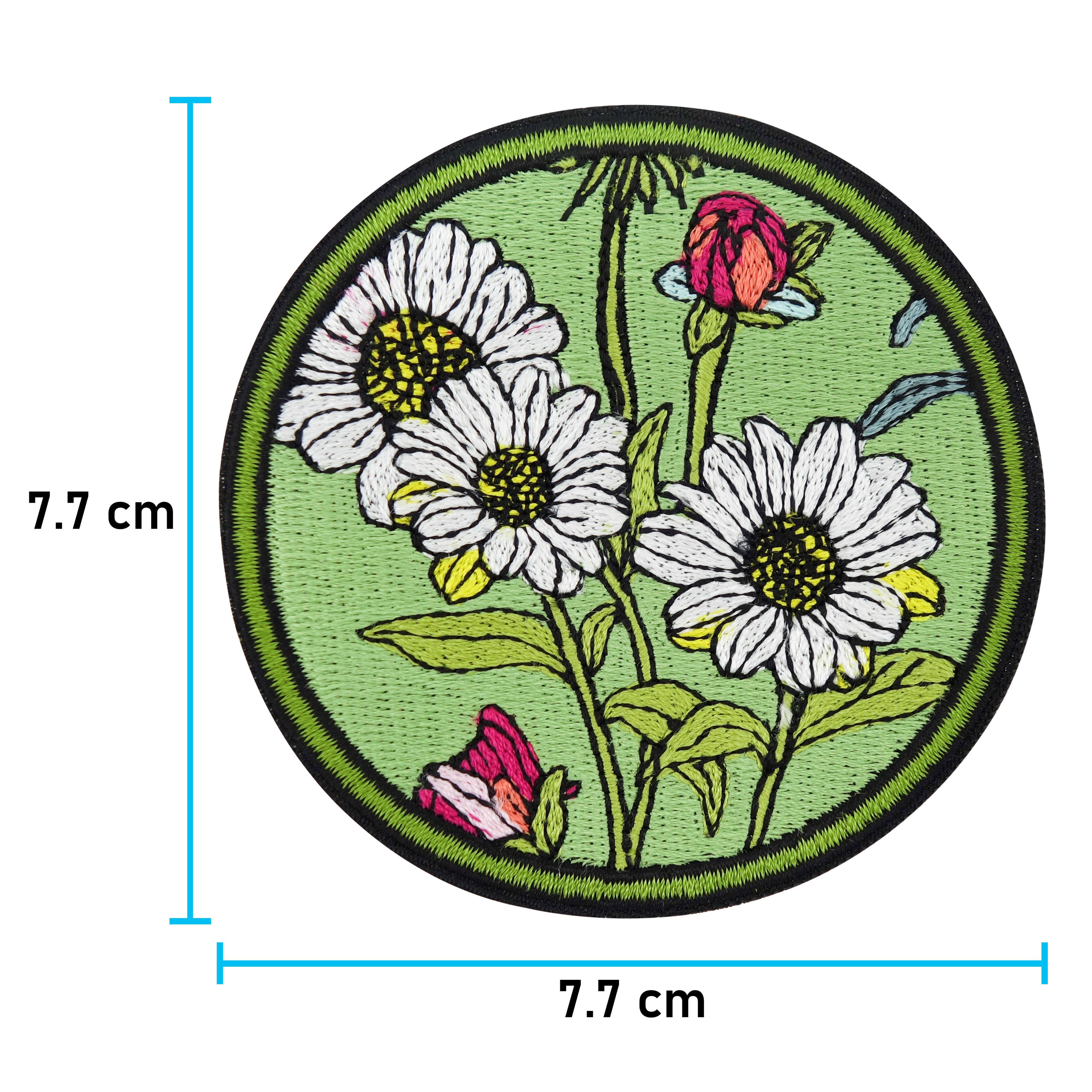 Grüner Blumen Patch mit der Maße: 7,7 x 7,7 cm