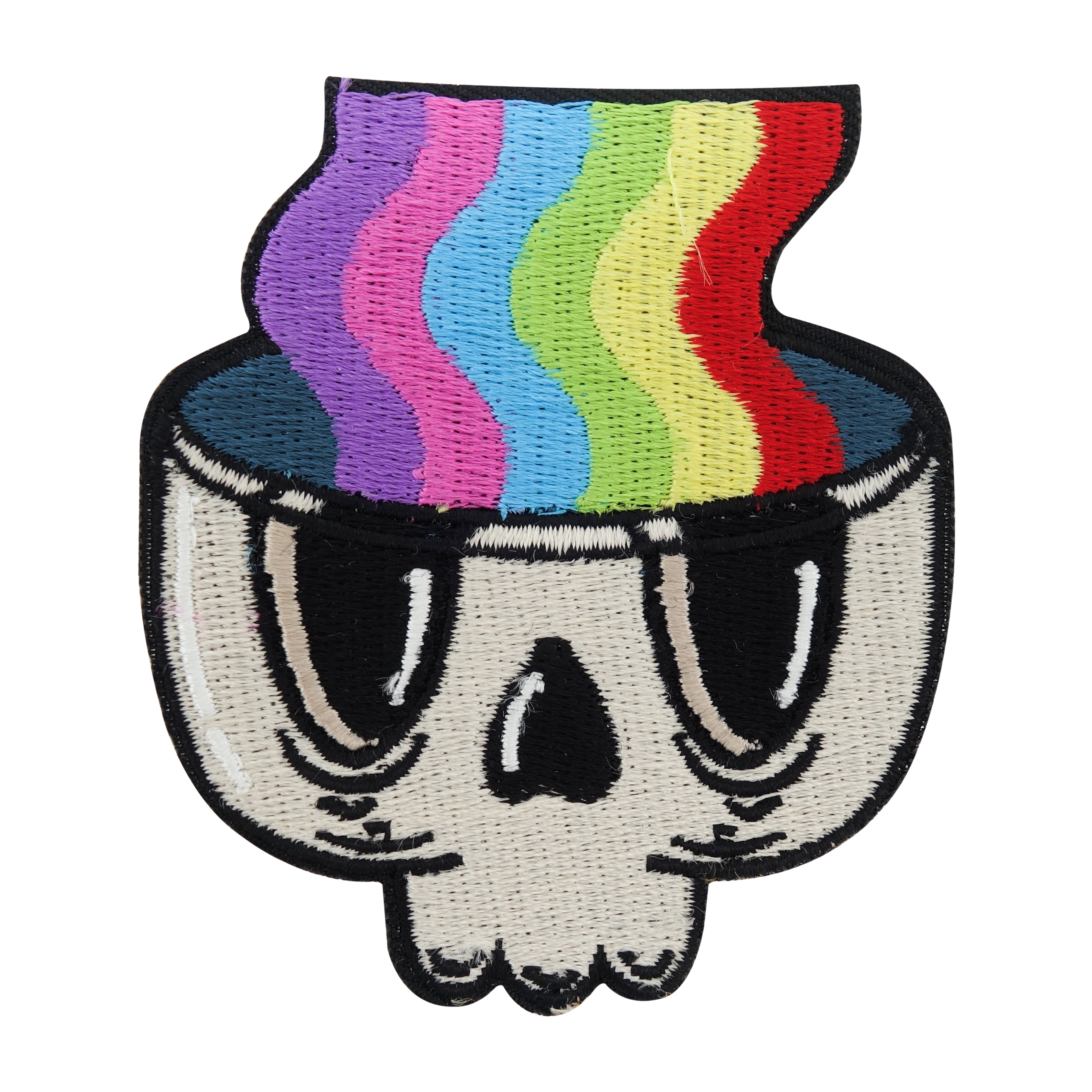 Bunter Regenbogen im Totenkopf Patch