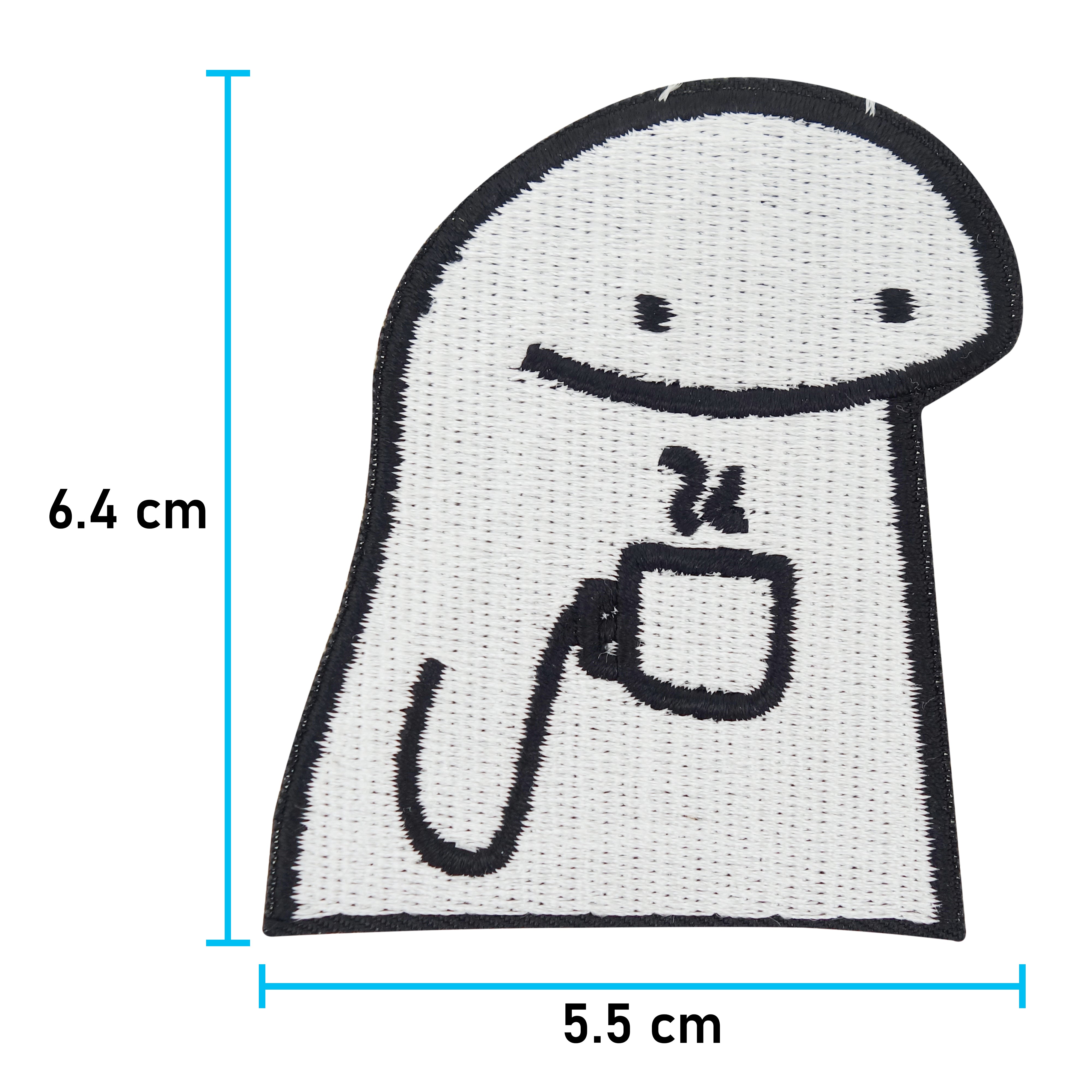 Coffee Guy Patch mit der Maße: 6,4 x 5,5 cm