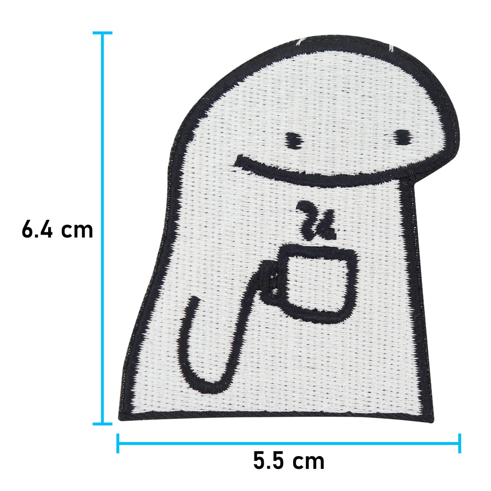 Coffee Guy Patch mit der Maße: 6,4 x 5,5 cm