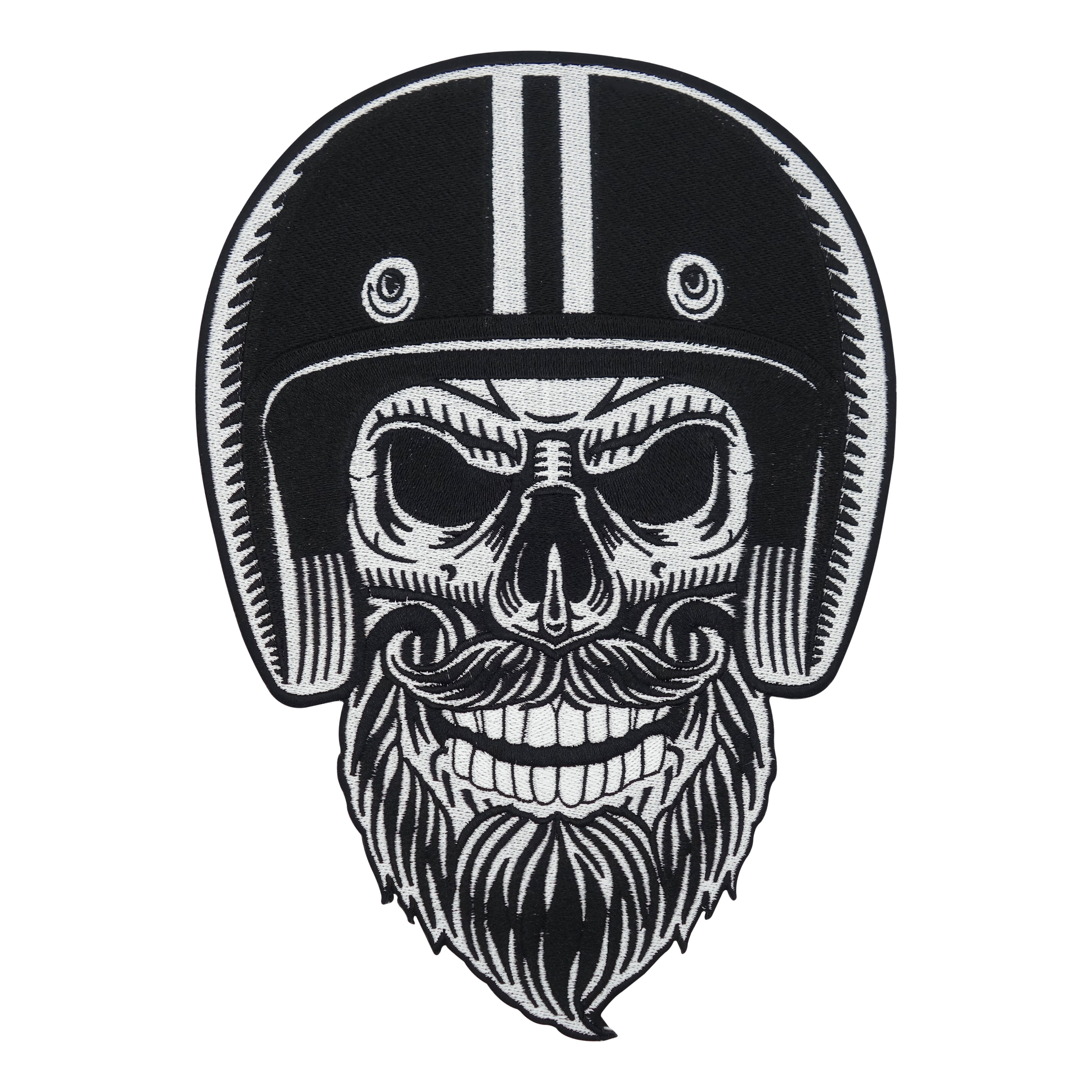 Großer Bärtiger Biker Totenkopf Rückenpatch zum Aufbügeln | Motorrad Kutten Patches, Totenschädel Bügelpatch, Rückenaufnäher, Große Aufnäher für Männer, Finally Home