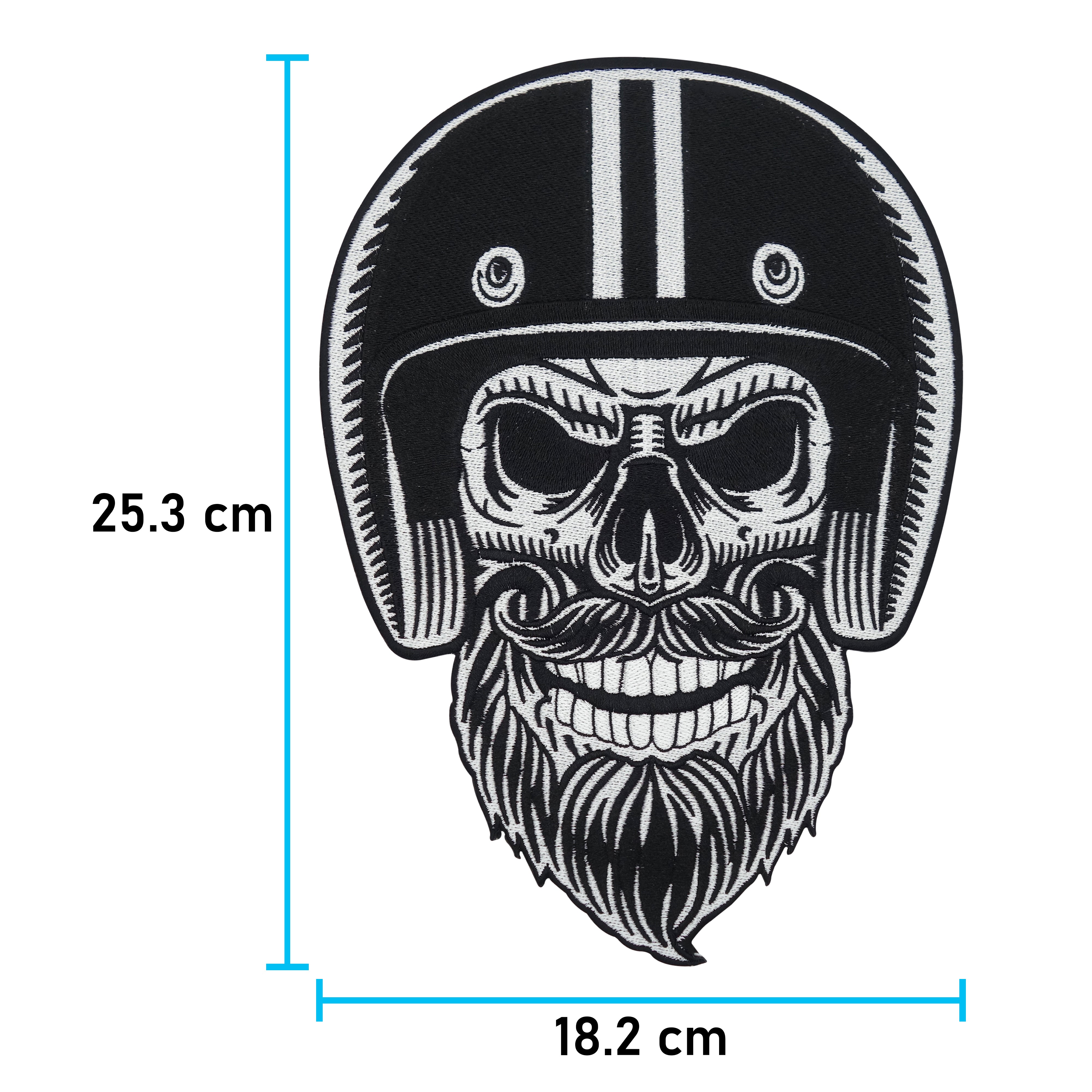 Großer Bärtiger Biker Totenkopf Rückenpatch zum Aufbügeln | Motorrad Kutten Patches, Totenschädel Bügelpatch, Rückenaufnäher, Große Aufnäher für Männer, Finally Home